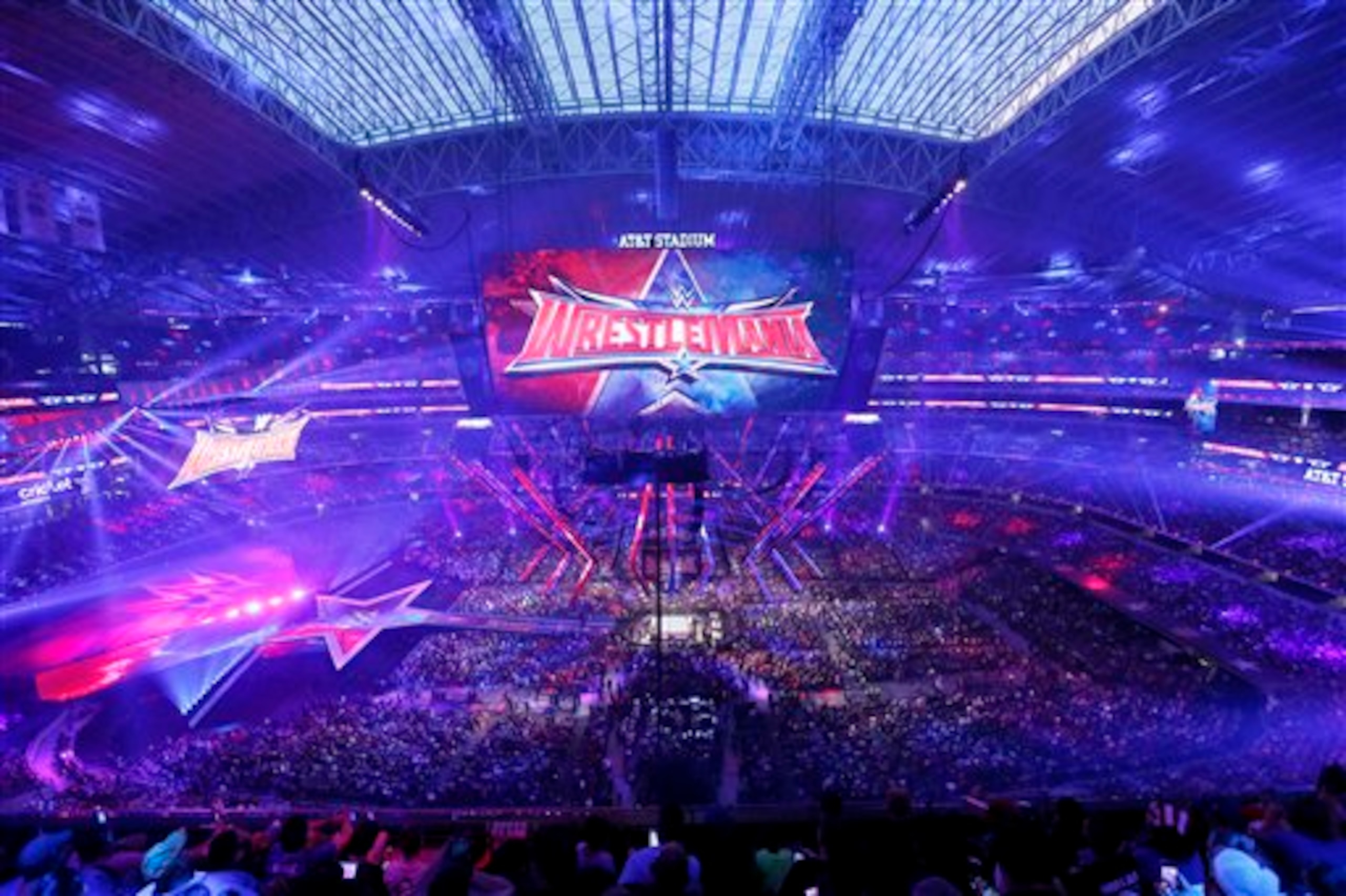 IMAGE DISTRIBUTED FOR WWE - A record crowd of 101,763 fans from all 50 states and 35 countries at WrestleMania 32 at AT&T Stadium on Sunday, April 3, 2016, in Arlington, Texas. (Brandon Wade/AP Images for WWE) IMAGE DISTRIBUTED FOR WWE - A record crowd of 101,763 fans from all 50 states and 35 countries at WrestleMania 32 at AT&T Stadium on Sunday, April 3, 2016, in Arlington, Texas. (Brandon Wade/AP Images for WWE)