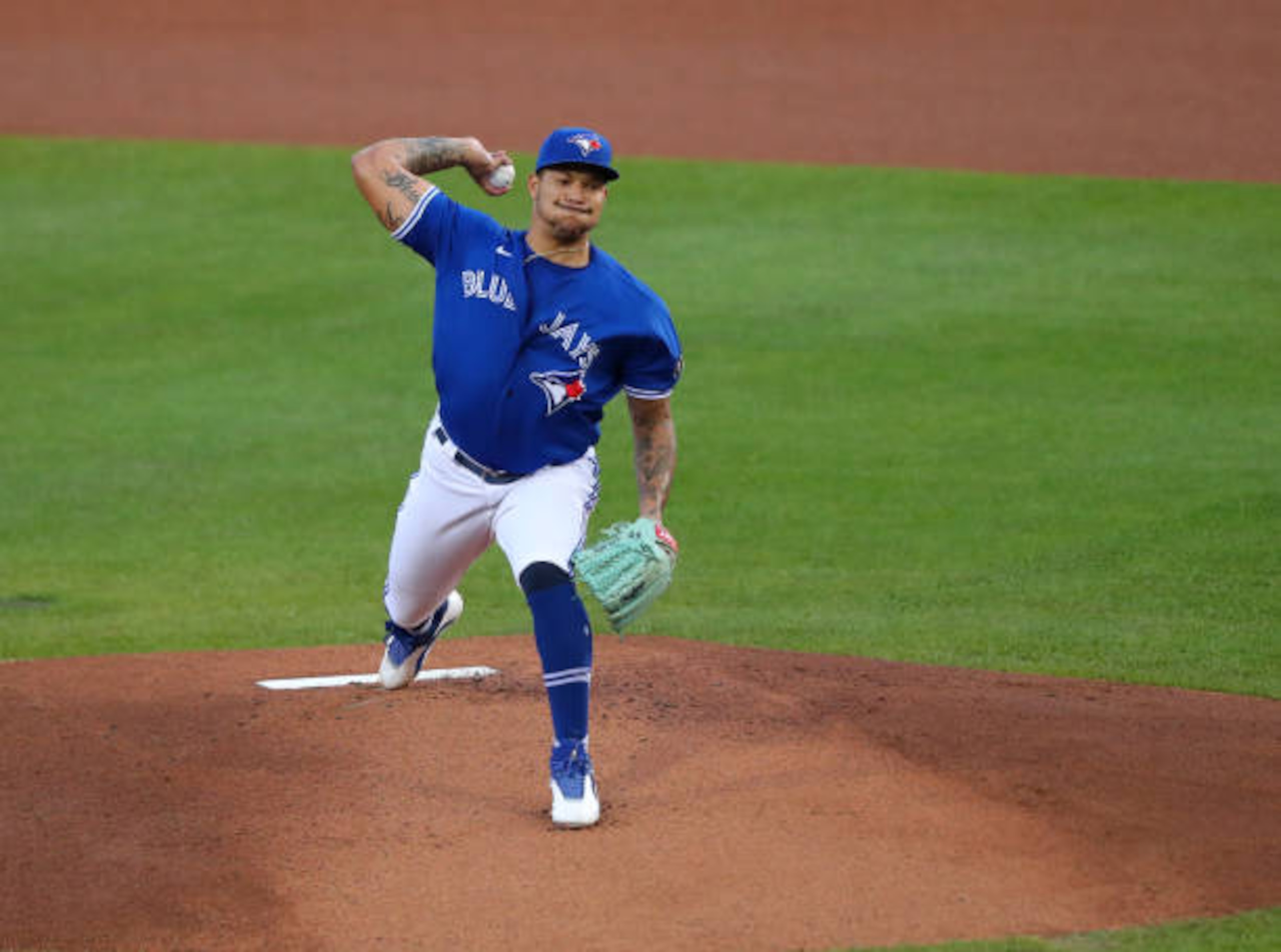 BUFFALO, NY - SEPTEMBER 25: Taijuan Walker #0 of the Toronto Blue Jays throws a pitch during the first inning against the Baltimore Orioles at Sahlen Field on September 25, 2020 in Buffalo, New York. The Blue Jays are the home team due to the Canadian government's policy on COVID-19, which prevents them from playing in their home stadium in Canada. (Photo by Timothy T Ludwig/Getty Images) BUFFALO, NY - SEPTEMBER 25: Taijuan Walker #0 of the Toronto Blue Jays throws a pitch during the first inning against the Baltimore Orioles at Sahlen Field on September 25, 2020 in Buffalo, New York. The Blue Jays are the home team due to the Canadian government's policy on COVID-19, which prevents them from playing in their home stadium in Canada. (Photo by Timothy T Ludwig/Getty Images)