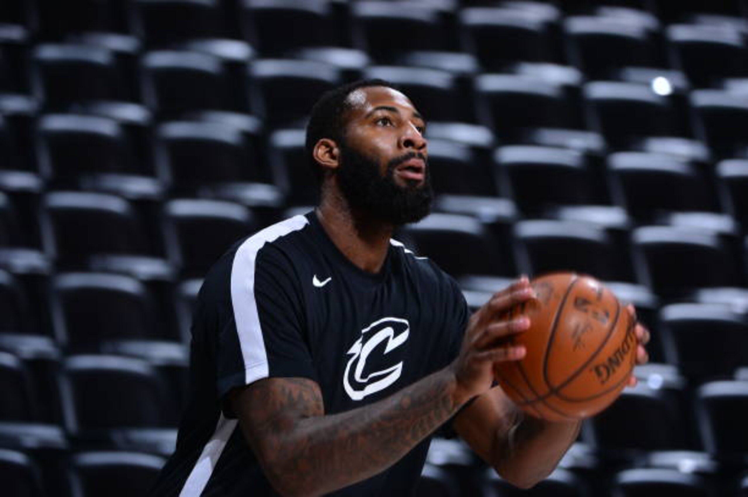 DENVER, CO - FEBRUARY 10: Andre Drummond #3 of the Cleveland Cavaliers warms up before the game against the Denver Nuggets on February 10, 2021 at the Ball Arena in Denver, Colorado. NOTE TO USER: User expressly acknowledges and agrees that, by downloading and/or using this Photograph, user is consenting to the terms and conditions of the Getty Images License Agreement. Mandatory Copyright Notice: Copyright 2021 NBAE (Photo by Bart Young/NBAE via Getty Images) DENVER, CO - FEBRUARY 10: Andre Drummond #3 of the Cleveland Cavaliers warms up before the game against the Denver Nuggets on February 10, 2021 at the Ball Arena in Denver, Colorado. NOTE TO USER: User expressly acknowledges and agrees that, by downloading and/or using this Photograph, user is consenting to the terms and conditions of the Getty Images License Agreement. Mandatory Copyright Notice: Copyright 2021 NBAE (Photo by Bart Young/NBAE via Getty Images)