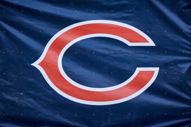 CHICAGO, IL - NOVEMBER 01: A detail view of a Chicago Bears logo is seen on a banner in action during a game between the Chicago Bears and the New Orleans Saints on November 01, 2020 at Soldier Stadium, in Chicago, IL. (Photo by Robin Alam/Icon Sportswire via Getty Images)