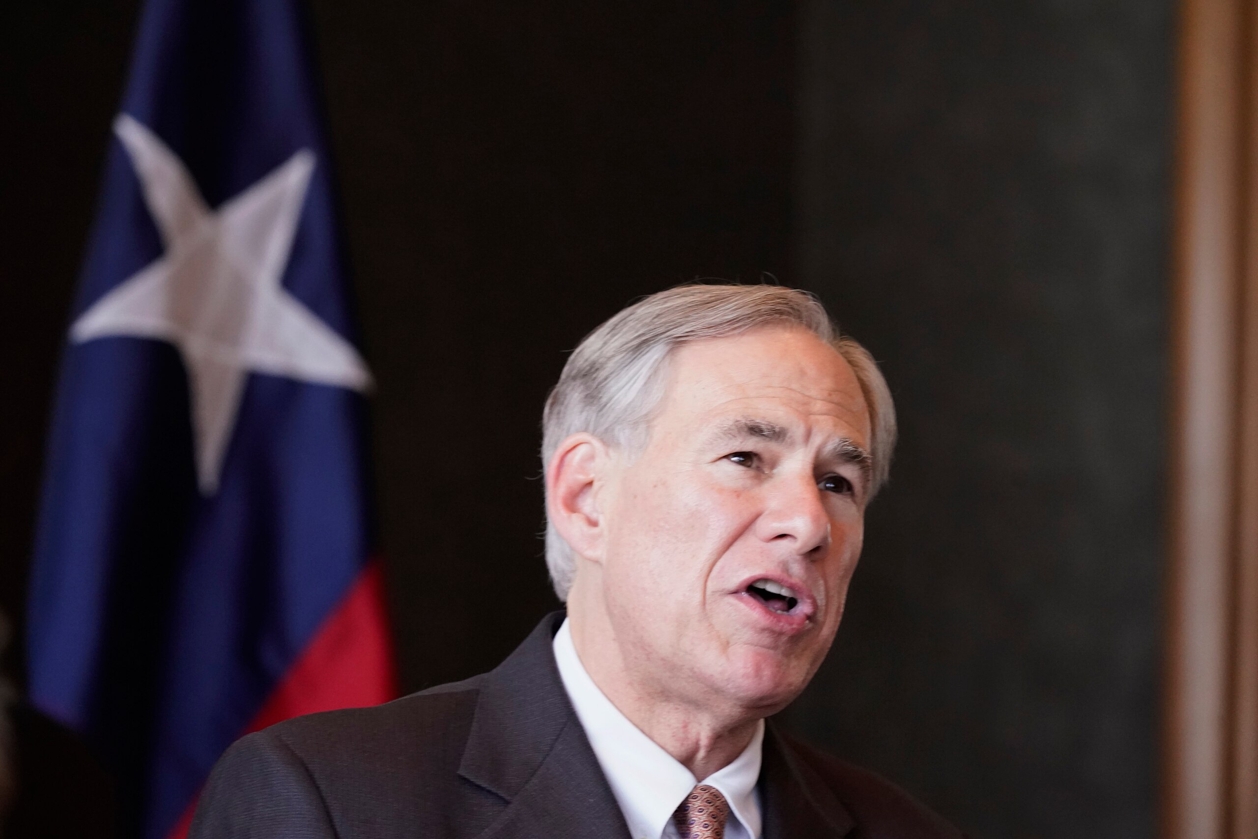 Texas Gov Greg Abbott speaks during a news conferenced about migrant children detentions Wednesday, March 17, 2021, in Dallas. (AP Photo/LM Otero) Texas Gov Greg Abbott speaks during a news conferenced about migrant children detentions Wednesday, March 17, 2021, in Dallas. (AP Photo/LM Otero)
