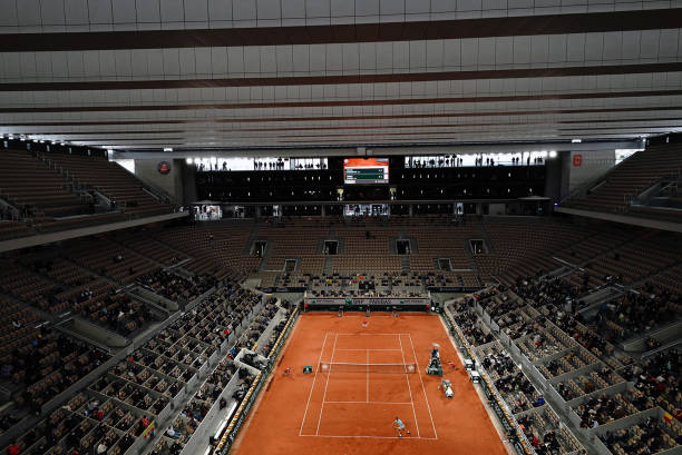 Tennis: French Open: Partial view of Philippe-Chatrier court at Roland-Garros during Spain Rafael Nadal in action vs Serbia Novak Djokovic during Men's Singles Final.
Paris, France 10/11/2020
CREDIT: Thomas Lovelock (Photo by Thomas Lovelock/Sports Illustrated via Getty Images) (Set Number: X163401)