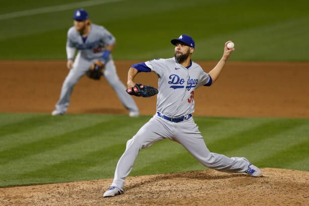 OAKLAND, CALIFORNIA - APRIL 05: David Price #33 of the Los Angeles Dodgers pitches against the Oakland Athletics at RingCentral Coliseum on April 05, 2021 in Oakland, California. (Photo by Lachlan Cunningham/Getty Images)