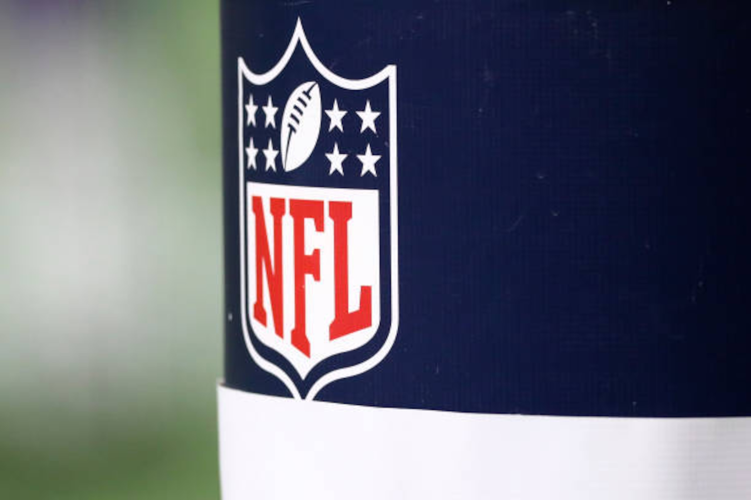 FOXBOROUGH, MA - DECEMBER 28: A logo for the NFL is seen during a game between the New England Patriots and the Buffalo Bills at Gillette Stadium on December 28, 2020 in Foxborough, Massachusetts. (Photo by Adam Glanzman/Getty Images) FOXBOROUGH, MA - DECEMBER 28: A logo for the NFL is seen during a game between the New England Patriots and the Buffalo Bills at Gillette Stadium on December 28, 2020 in Foxborough, Massachusetts. (Photo by Adam Glanzman/Getty Images)