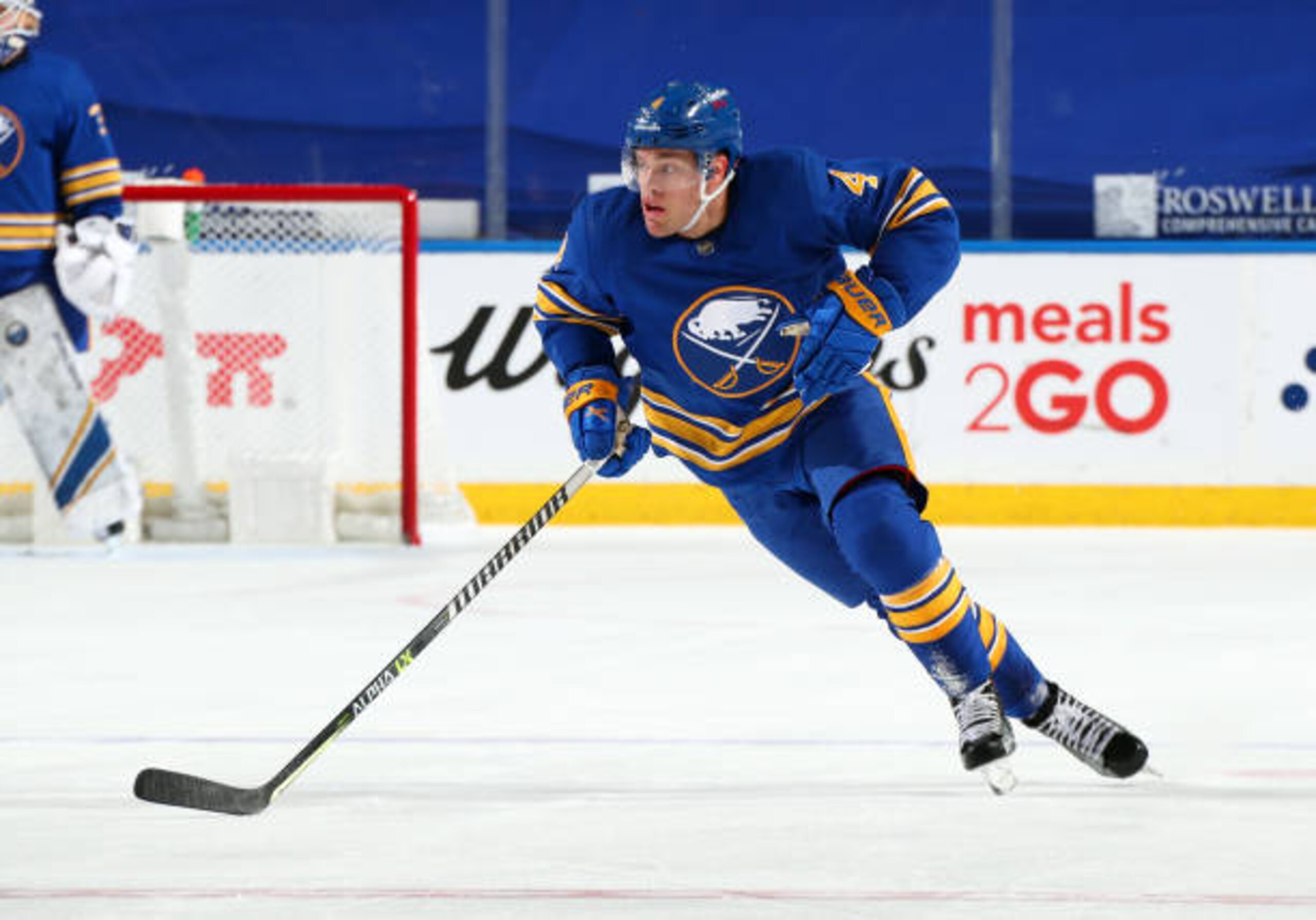 BUFFALO, NY - MARCH 31: Taylor Hall #4 of the Buffalo Sabres skates during an NHL game against the Philadelphia Flyers on March 31, 2021 at KeyBank Center in Buffalo, New York. (Photo by Bill Wippert/NHLI via Getty Images) BUFFALO, NY - MARCH 31: Taylor Hall #4 of the Buffalo Sabres skates during an NHL game against the Philadelphia Flyers on March 31, 2021 at KeyBank Center in Buffalo, New York. (Photo by Bill Wippert/NHLI via Getty Images)