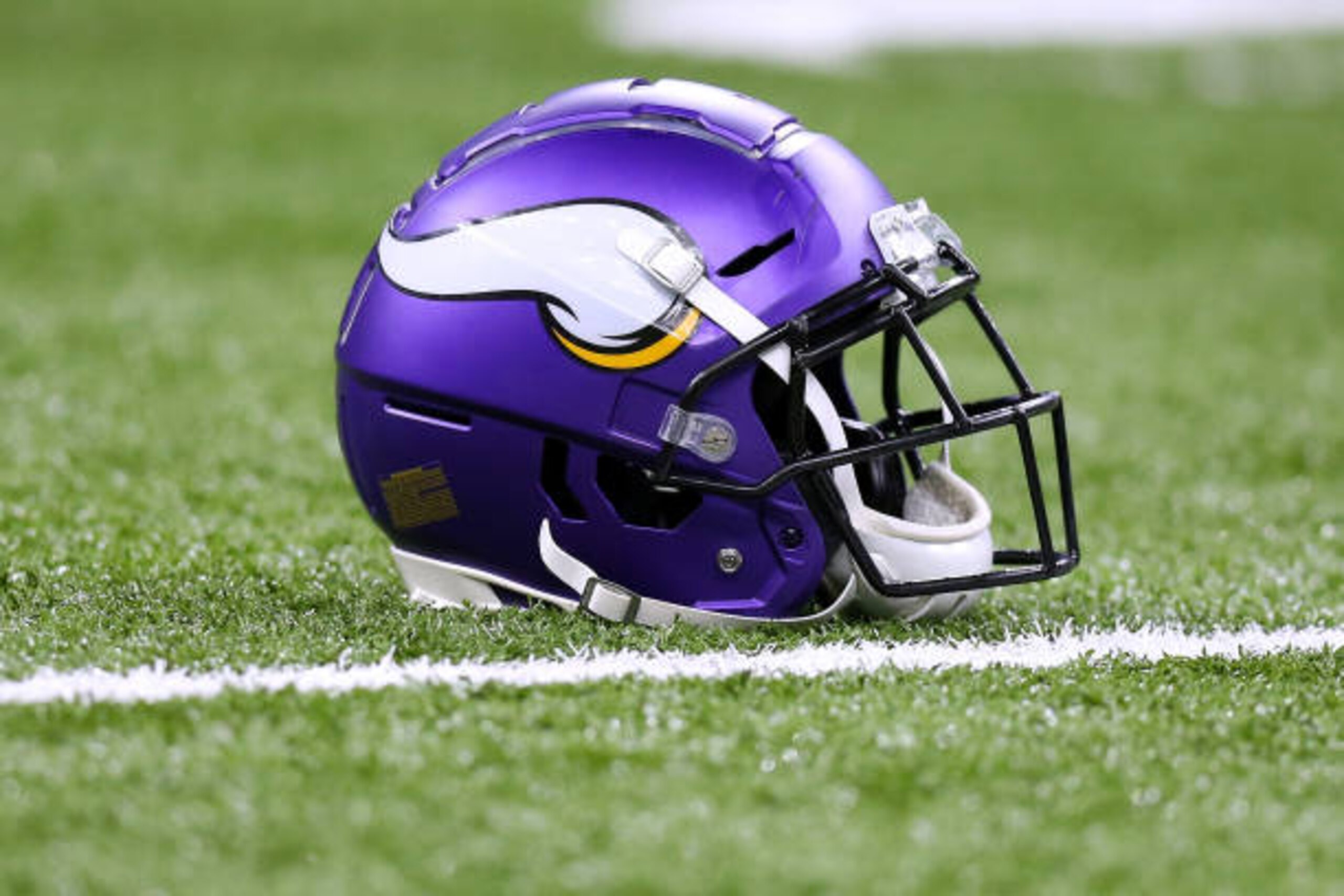 NEW ORLEANS, LOUISIANA - JANUARY 05: A Minnesota Vikings helmet is pictured against the New Orleans Saints during a game at the Mercedes Benz Superdome on January 05, 2020 in New Orleans, Louisiana. (Photo by Jonathan Bachman/Getty Images)