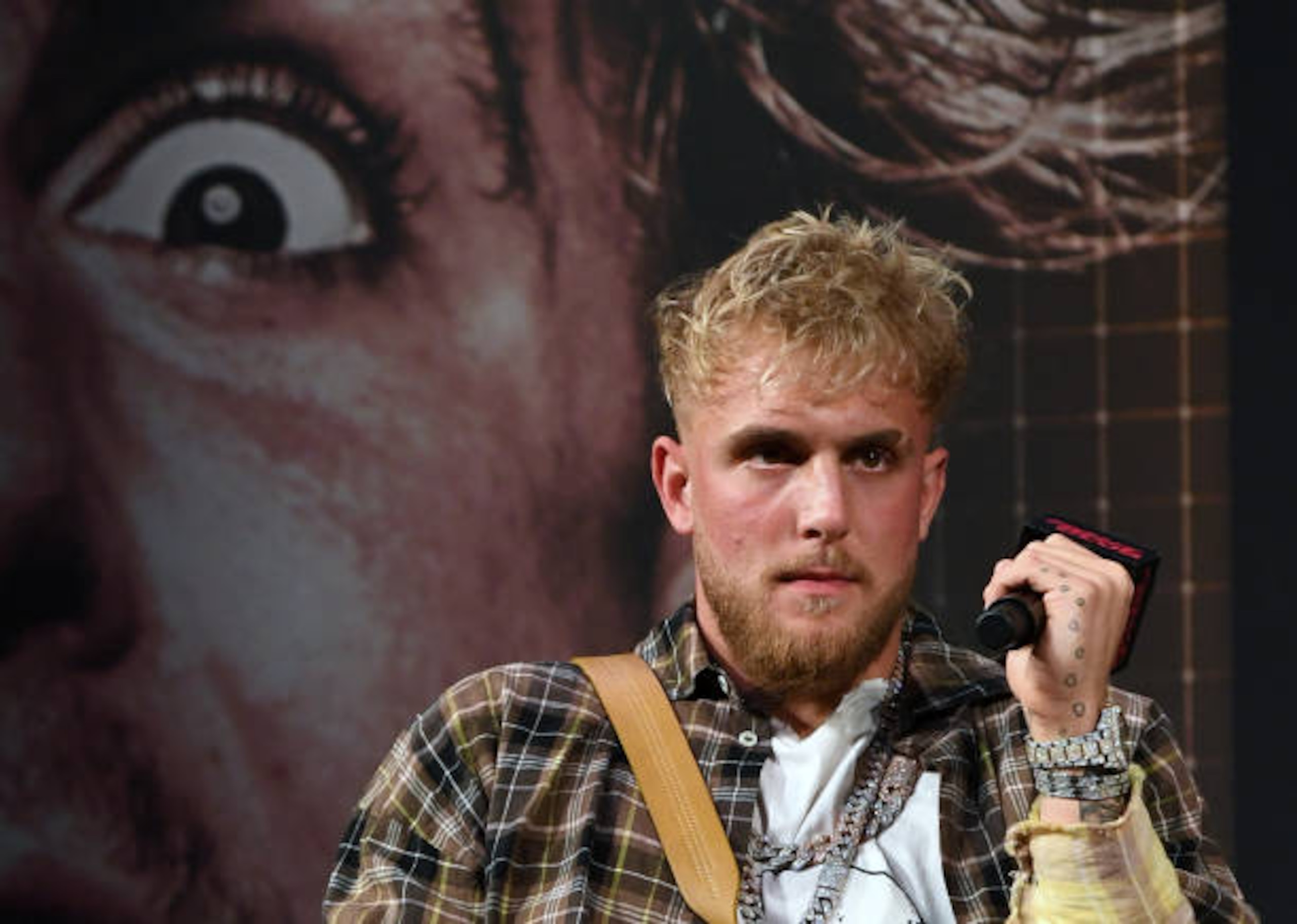 LAS VEGAS, NEVADA - MARCH 26: Jake Paul attends a news conference for Triller Fight Club's inaugural 2021 boxing event at The Venetian Las Vegas on March 26, 2021 in Las Vegas, Nevada. Paul will face Ben Askren in the main event that will take place on April 17, 2021, at Mercedes-Benz Stadium in Atlanta. (Photo by Ethan Miller/Getty Images) LAS VEGAS, NEVADA - MARCH 26: Jake Paul attends a news conference for Triller Fight Club's inaugural 2021 boxing event at The Venetian Las Vegas on March 26, 2021 in Las Vegas, Nevada. Paul will face Ben Askren in the main event that will take place on April 17, 2021, at Mercedes-Benz Stadium in Atlanta. (Photo by Ethan Miller/Getty Images)