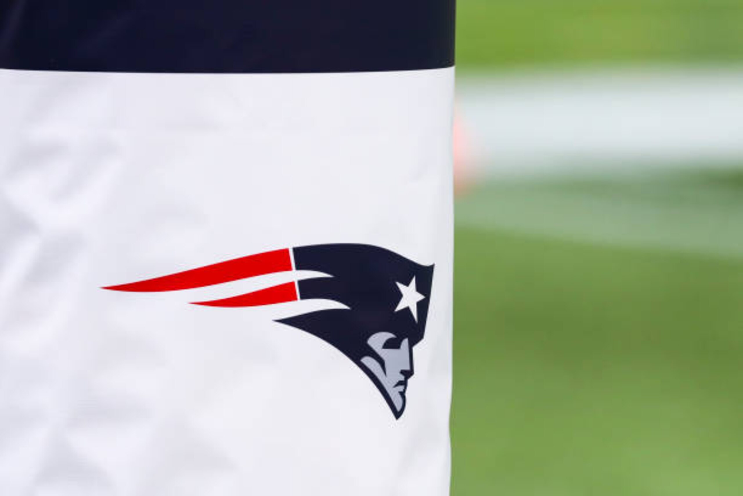 FOXBOROUGH, MASSACHUSETTS - SEPTEMBER 27: A general view of the Patriots logo before a game between the New England Patriots and the Las Vegas Raiders at Gillette Stadium on September 27, 2020 in Foxborough, Massachusetts. (Photo by Adam Glanzman/Getty Images) FOXBOROUGH, MASSACHUSETTS - SEPTEMBER 27: A general view of the Patriots logo before a game between the New England Patriots and the Las Vegas Raiders at Gillette Stadium on September 27, 2020 in Foxborough, Massachusetts. (Photo by Adam Glanzman/Getty Images)