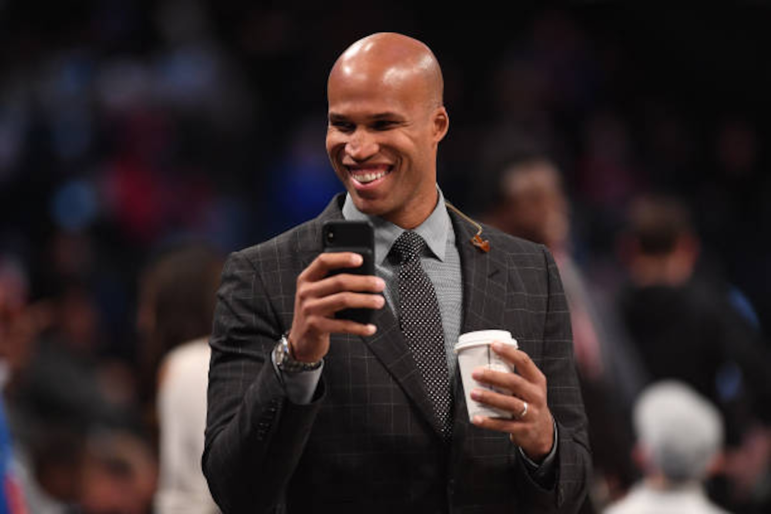 NEW YORK, NEW YORK - NOVEMBER 04: Richard Jefferson of the Brooklyn Nets  before the game against the New Orleans Pelicans at Barclays Center on November 04, 2019 in New York City. NOTE TO USER: User expressly acknowledges and agrees that, by downloading and or using this photograph, User is consenting to the terms and conditions of the Getty Images License Agreement. (Photo by Matteo Marchi/Getty Images)
