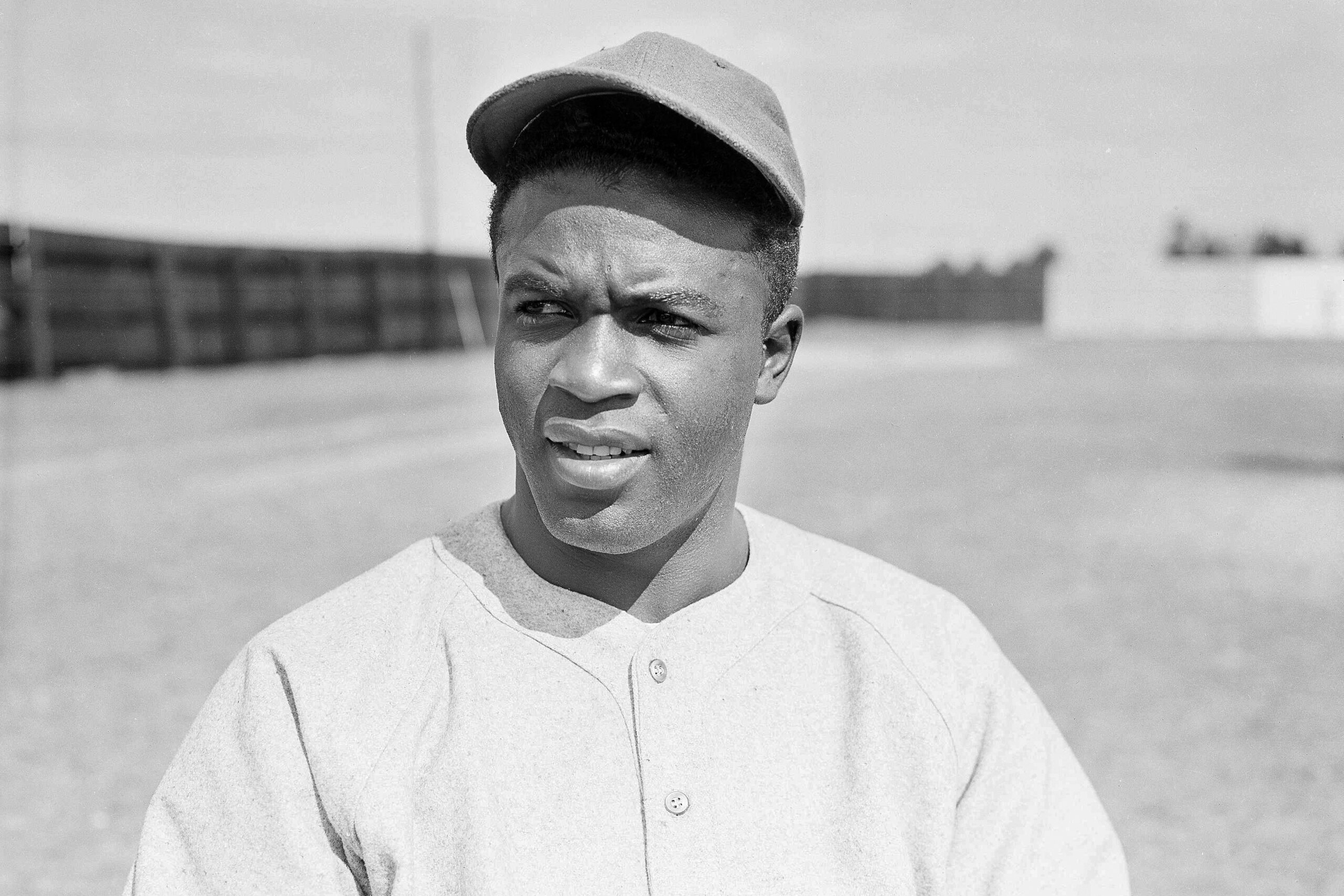 FILE - This March 4, 1946, file photo shows Jackie Robinson of the Montreal Royals baseball team, in Sanford, Fla. All players, managers, coaches and umpires will wear No. 42 on Thursday, April 15, 2021, to celebrate Jackie Robinson Day, marking the anniversary of the date the Brooklyn Dodgers Hall of Famer made his Major League Baseball debut and broke the sport's color barrier in 1947. (AP Photo/Bill Chaplis, File) FILE - This March 4, 1946, file photo shows Jackie Robinson of the Montreal Royals baseball team, in Sanford, Fla. All players, managers, coaches and umpires will wear No. 42 on Thursday, April 15, 2021, to celebrate Jackie Robinson Day, marking the anniversary of the date the Brooklyn Dodgers Hall of Famer made his Major League Baseball debut and broke the sport's color barrier in 1947. (AP Photo/Bill Chaplis, File)
