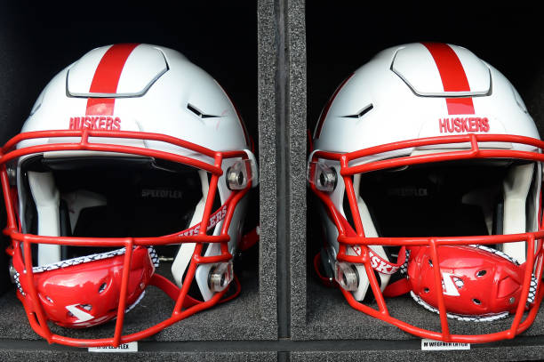 LINCOLN, NE - SEPTEMBER 14: Helmets of the Nebraska Cornhuskers before the game against the Northern Illinois Huskies at Memorial Stadium on September 14, 2019 in Lincoln, Nebraska. (Photo by Steven Branscombe/Getty Images)