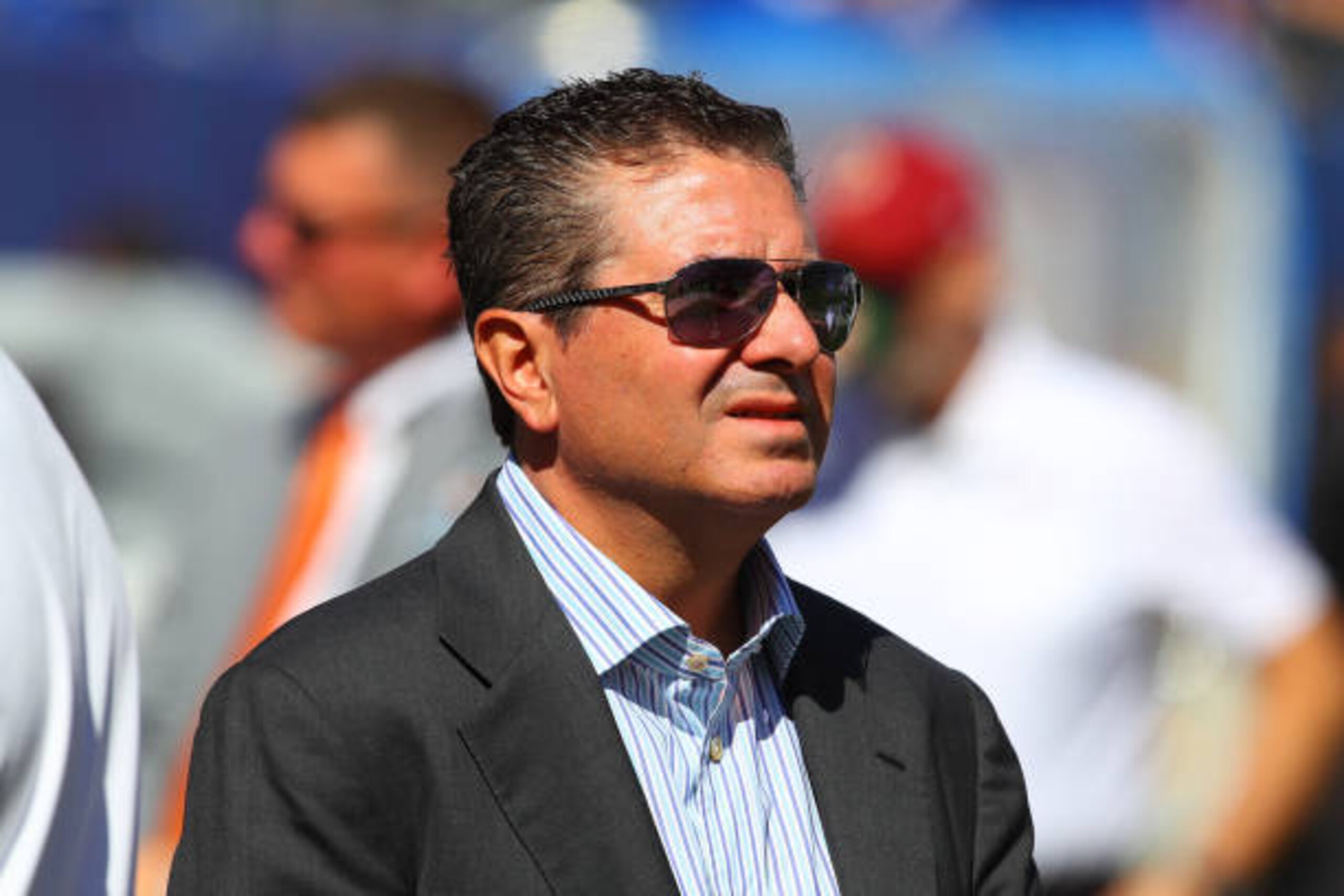 EAST RUTHERFORD, NJ - SEPTEMBER 29:  Washington Redskins owner Daniel Snyder on the field prior to the National Football League game between the New York Giants and the Washington Redskins on September 29, 2019 at MetLife Stadium in East Rutherford, NJ.  (Photo by Rich Graessle/Icon Sportswire via Getty Images)