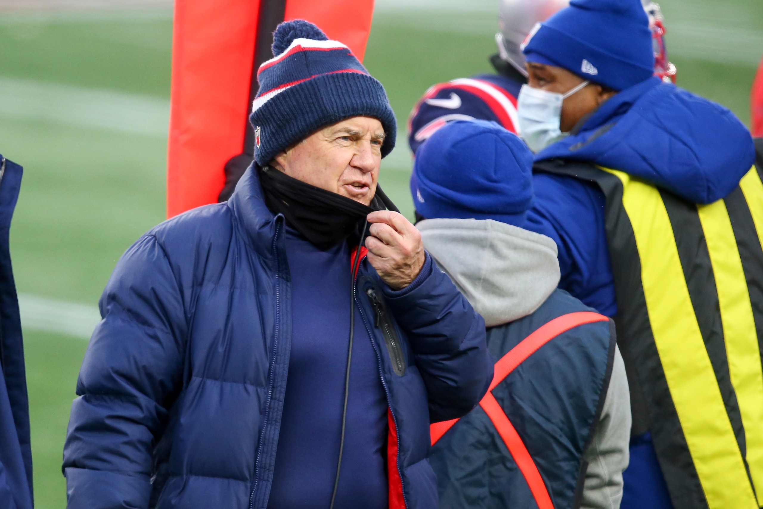 New England Patriots head coach Bill Belichick during an NFL football game against the New York Jets, Sunday, Jan. 3, 2021, in Foxborough, Mass. (AP Photo/Stew Milne)