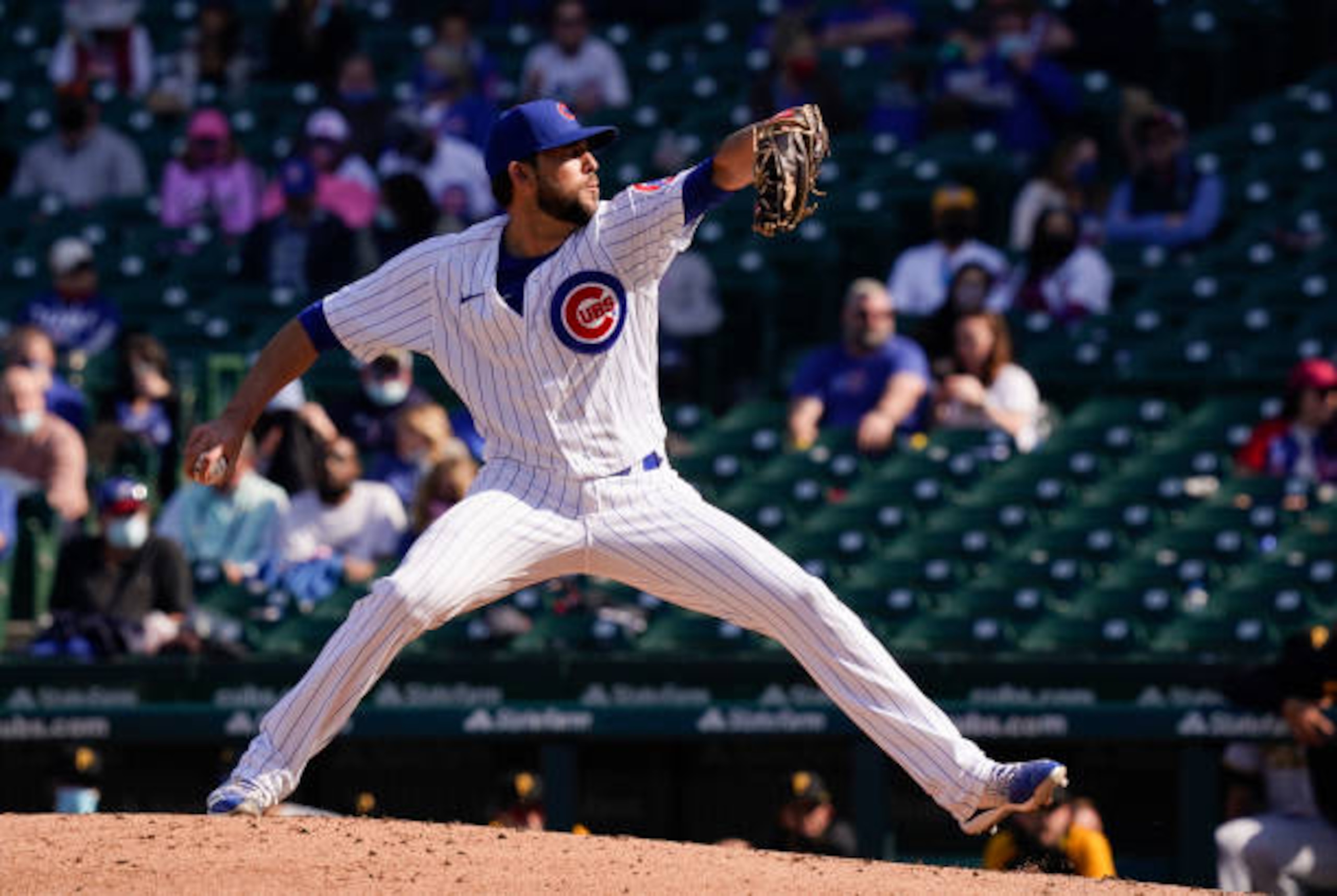 CHICAGO, ILLINOIS - APRIL 04: Ryan Tepera #18 of the Chicago Cubs throws a pitch during the seventh inning of a game against the Pittsburgh Pirates at Wrigley Field on April 04, 2021 in Chicago, Illinois. (Photo by Nuccio DiNuzzo/Getty Images) CHICAGO, ILLINOIS - APRIL 04: Ryan Tepera #18 of the Chicago Cubs throws a pitch during the seventh inning of a game against the Pittsburgh Pirates at Wrigley Field on April 04, 2021 in Chicago, Illinois. (Photo by Nuccio DiNuzzo/Getty Images)