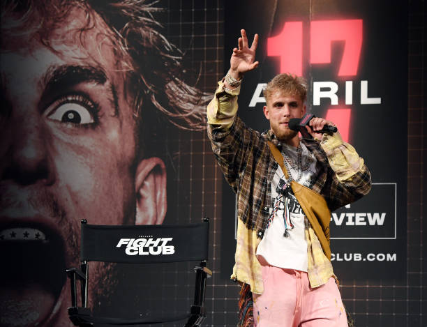 LAS VEGAS, NEVADA - MARCH 26:  Jake Paul speaks during a news conference for Triller Fight Club's inaugural 2021 boxing event at The Venetian Las Vegas on March 26, 2021 in Las Vegas, Nevada. Paul will face Ben Askren in the main event that will take place on April 17, 2021, at Mercedes-Benz Stadium in Atlanta.  (Photo by Ethan Miller/Getty Images)