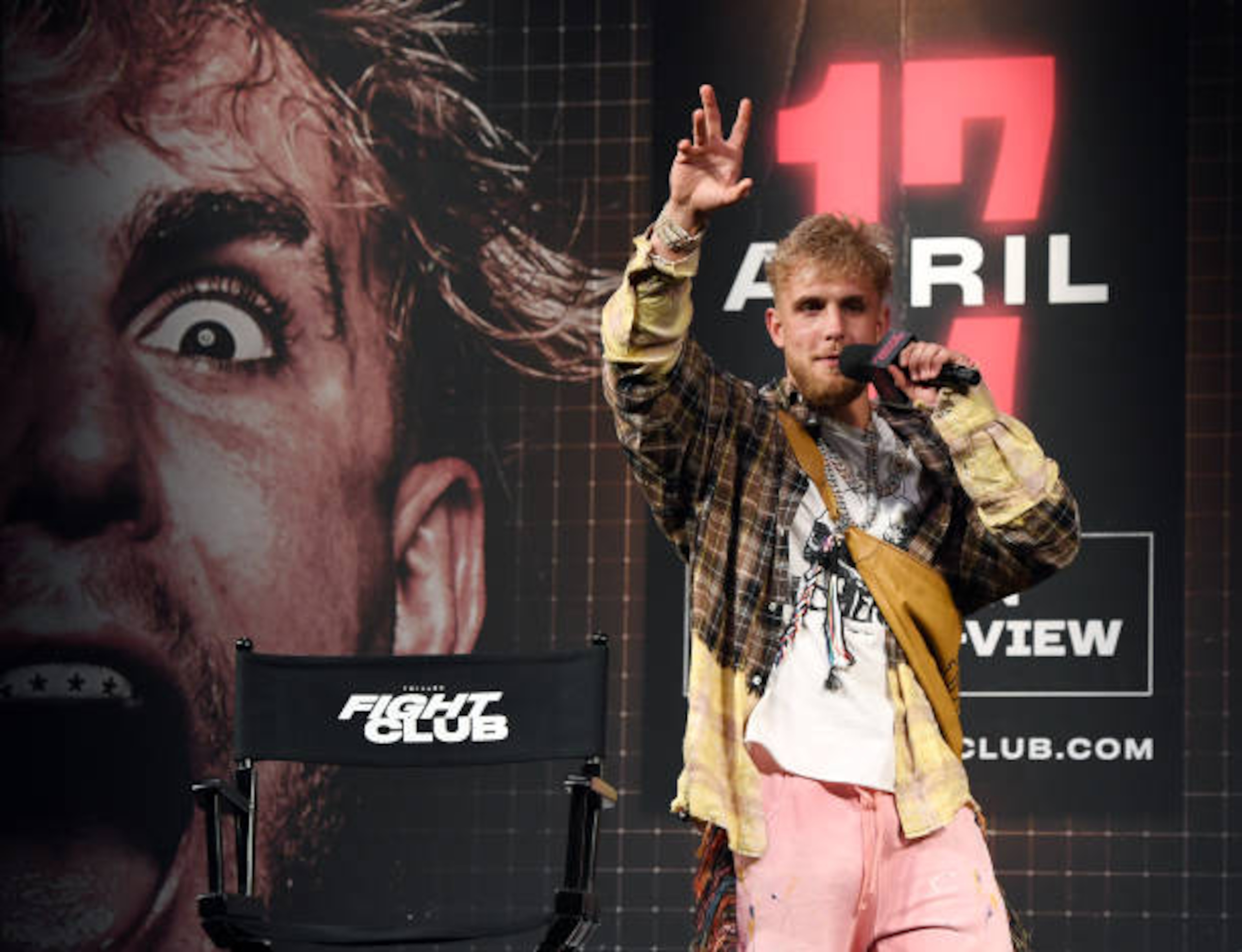 LAS VEGAS, NEVADA - MARCH 26:  Jake Paul speaks during a news conference for Triller Fight Club's inaugural 2021 boxing event at The Venetian Las Vegas on March 26, 2021 in Las Vegas, Nevada. Paul will face Ben Askren in the main event that will take place on April 17, 2021, at Mercedes-Benz Stadium in Atlanta.  (Photo by Ethan Miller/Getty Images)