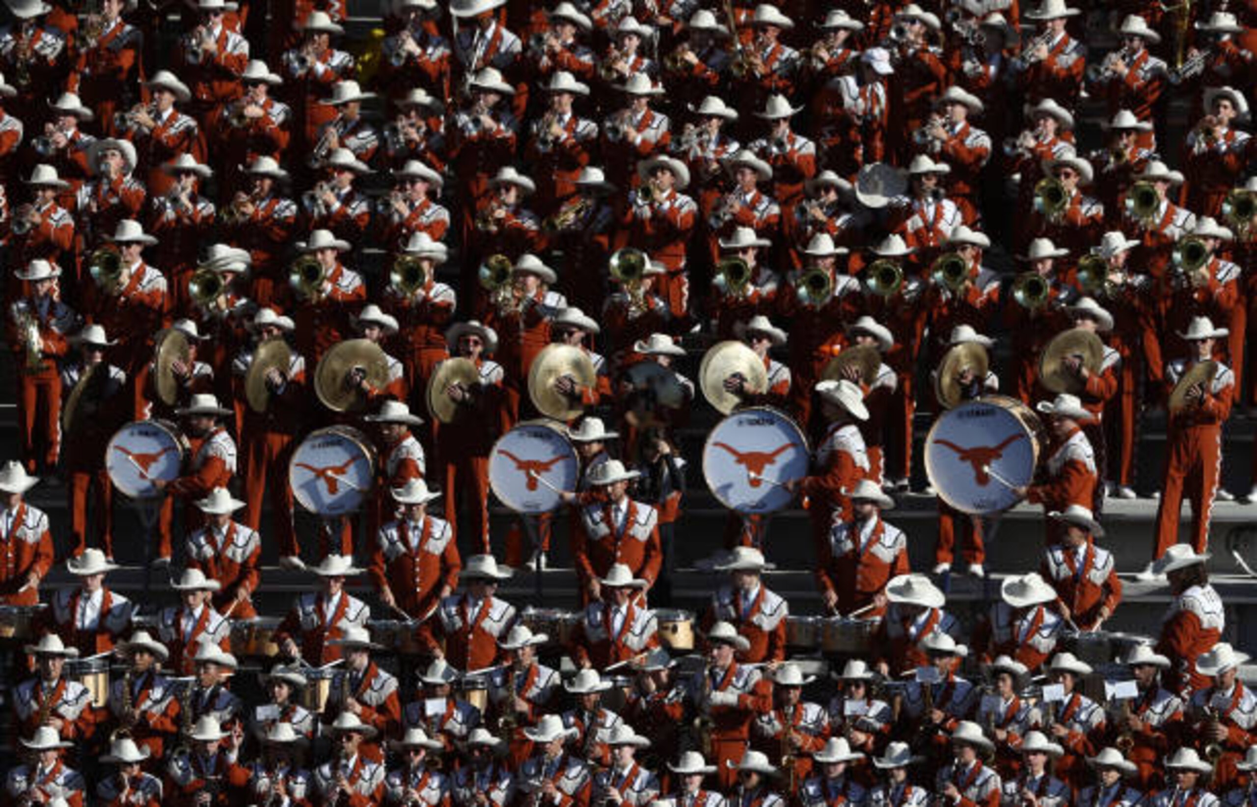 WACO, TEXAS - NOVEMBER 23: The Texas Longhorns band performs in the first half at McLane Stadium on November 23, 2019 in Waco, Texas. (Photo by Ronald Martinez/Getty Images) WACO, TEXAS - NOVEMBER 23: The Texas Longhorns band performs in the first half at McLane Stadium on November 23, 2019 in Waco, Texas. (Photo by Ronald Martinez/Getty Images)