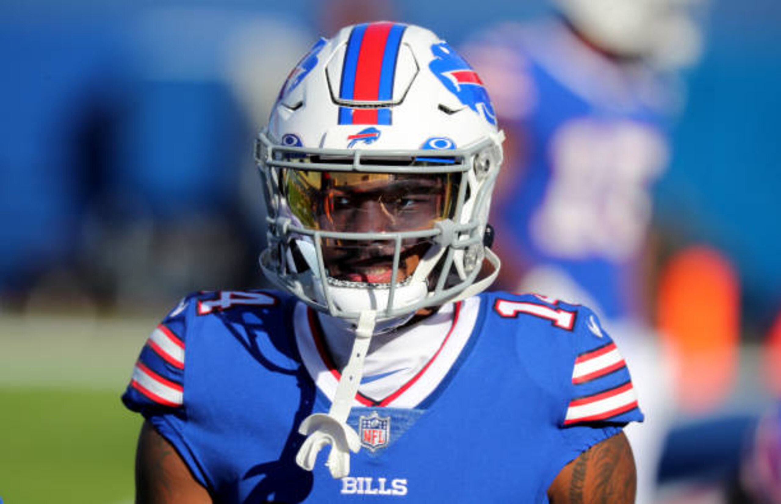 ORCHARD PARK, NY - JANUARY 09: Stefon Diggs #14 of the Buffalo Bills on the field before a game against the Indianapolis Colts at Bills Stadium on January 9, 2021 in Orchard Park, New York. (Photo by Timothy T Ludwig/Getty Images) ORCHARD PARK, NY - JANUARY 09: Stefon Diggs #14 of the Buffalo Bills on the field before a game against the Indianapolis Colts at Bills Stadium on January 9, 2021 in Orchard Park, New York. (Photo by Timothy T Ludwig/Getty Images)