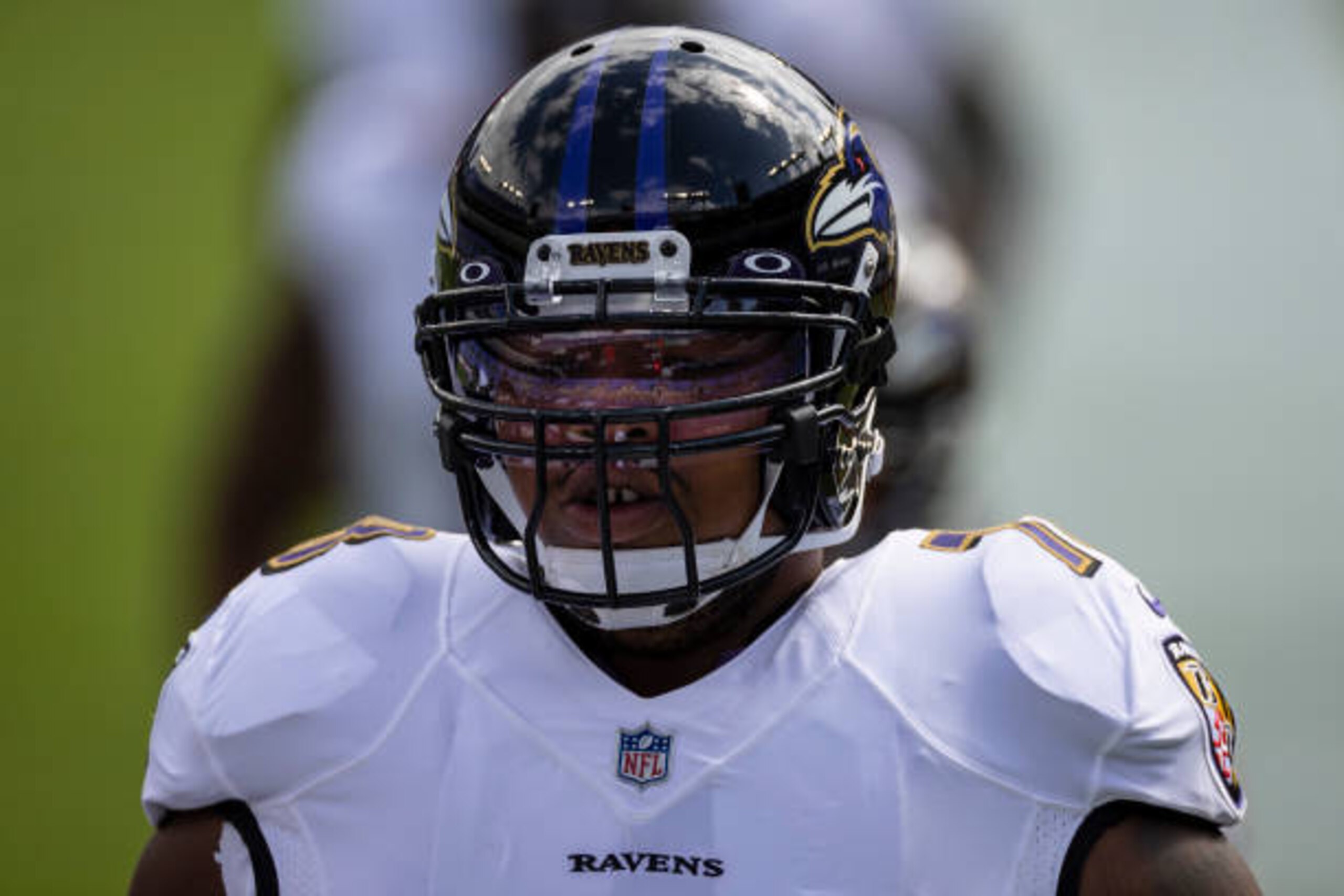 BALTIMORE, MD - SEPTEMBER 13: Orlando Brown Jr. #78 of the Baltimore Ravens warms up before the game against the Cleveland Browns at M&T Bank Stadium on September 13, 2020 in Baltimore, Maryland. (Photo by Scott Taetsch/Getty Images)