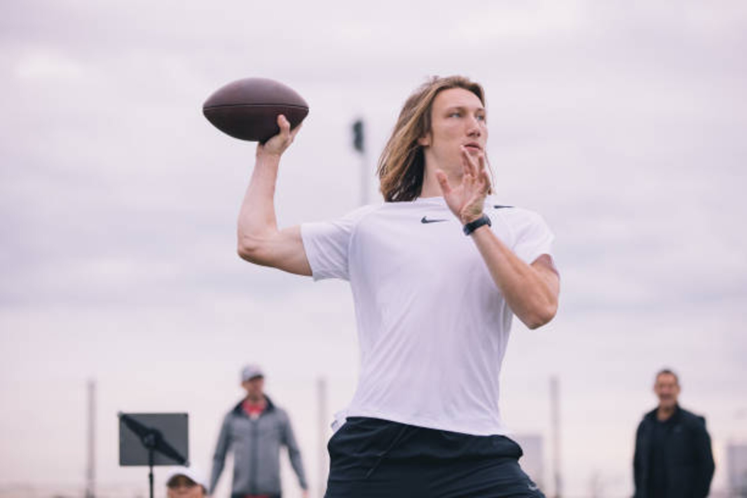 ORANGE COUNTY, CA - FEBRUARY 01: Quarterback Trevor Lawrence goes through drills during Jordan Palmer's QB Summit NFL Draft Prep in a park on February 1, 2021 in Orange County, CA. (Photo by Aubrey Lao/Getty Images)