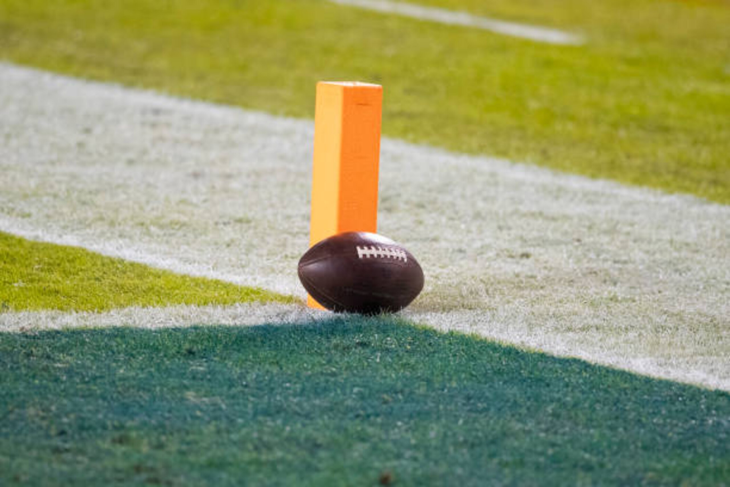 PHILADELPHIA, PA - JANUARY 03: A football rest on the pylon prior to the game between the Washington Football Team and Philadelphia Eagles at Lincoln Financial Field on January 3, 2021 in Philadelphia, Pennsylvania. (Photo by Mitchell Leff/Getty Images)