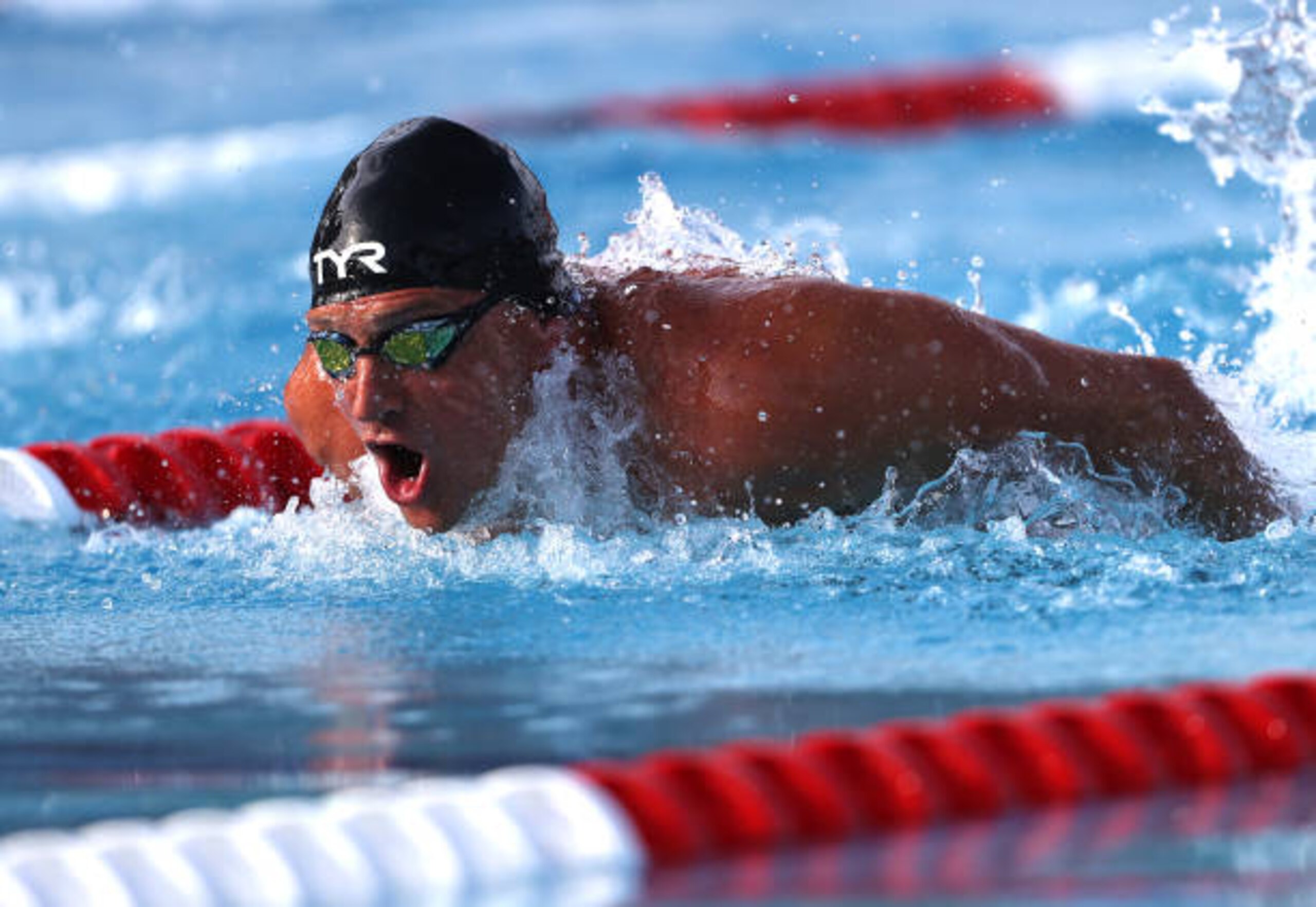 MISSION VIEJO, CALIFORNIA - APRIL 10: Ryan Lochte competes in the Men's 200 Meter IM Heats on Day Three of the TYR Pro Swim Series at Mission Viejo at Marguerite Aquatics Center on April 10, 2021 in Mission Viejo, California. (Photo by Sean M. Haffey/Getty Images)