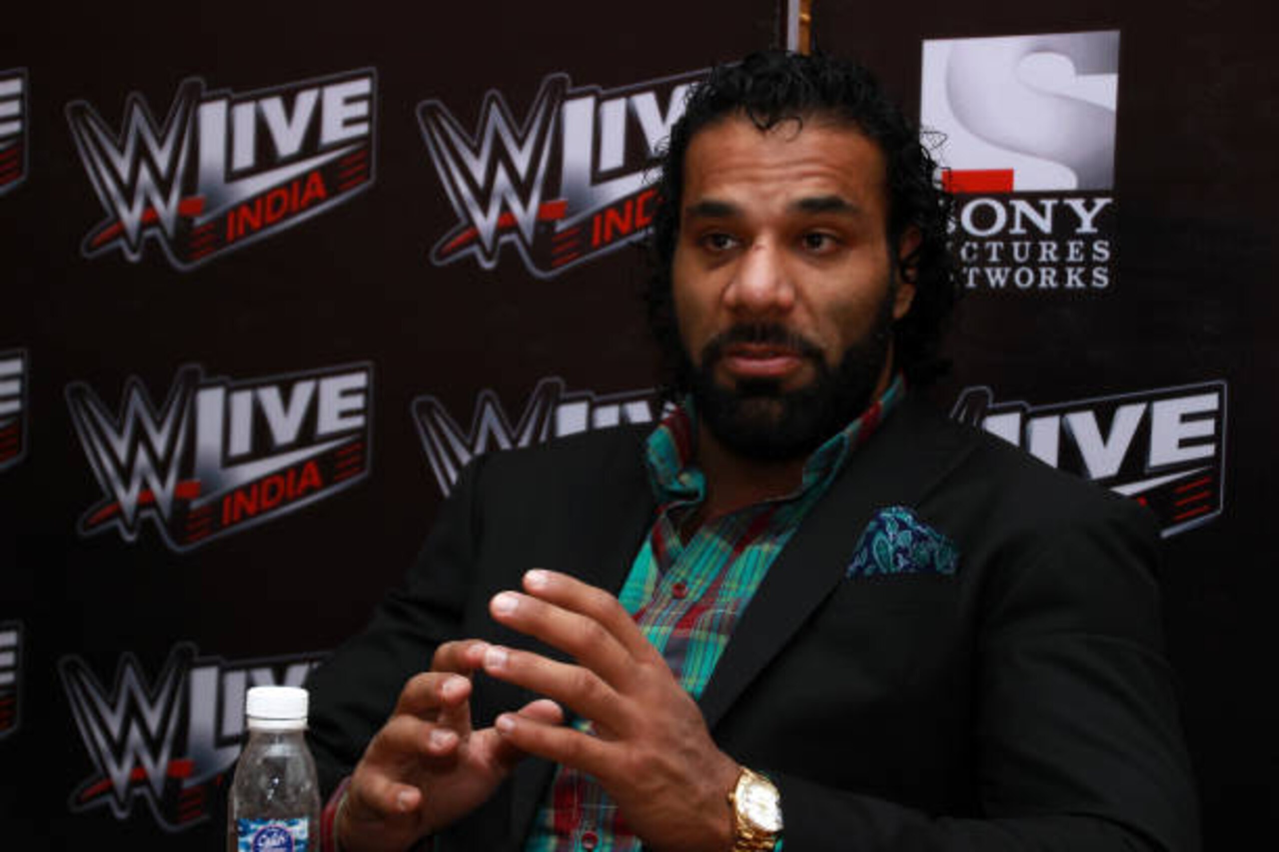 NEW DELHI, INDIA - DECEMBER 7: WWE and Indo-Canadian professional wrestler Yuvraj Singh Dhesi, Commonly known as, Jinder Mahal posing for a profile shoot for at Hotel Shangri-La on December 7, 2017 in New Delhi, India. (Photo by Shivam Saxena/Hindustan Times via Getty Images)