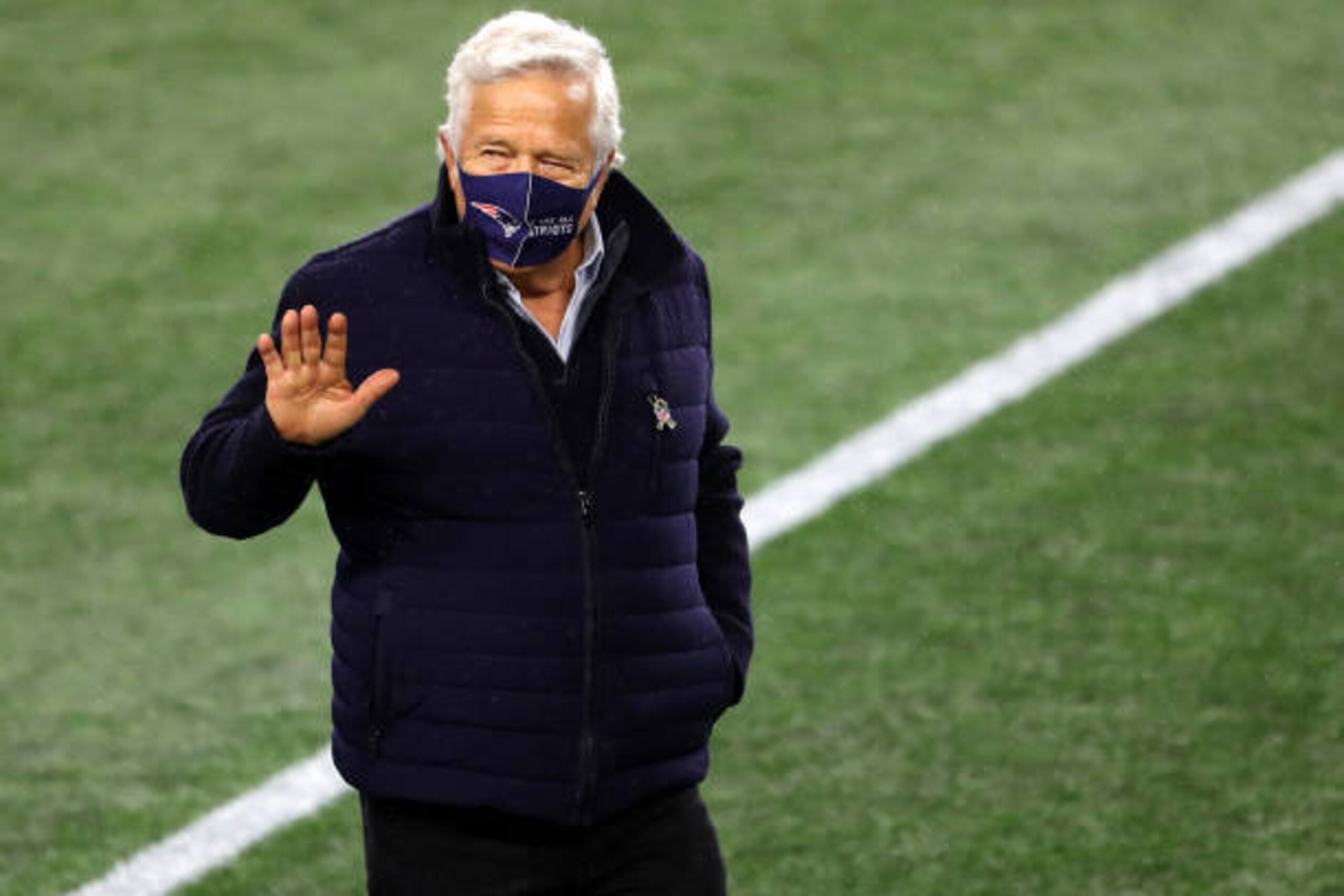 FOXBOROUGH, MASSACHUSETTS - NOVEMBER 15: New England Patriots owner Robert Kraft looks on before the game between the Patriots and the Baltimore Ravens at Gillette Stadium on November 15, 2020 in Foxborough, Massachusetts. (Photo by Maddie Meyer/Getty Images)