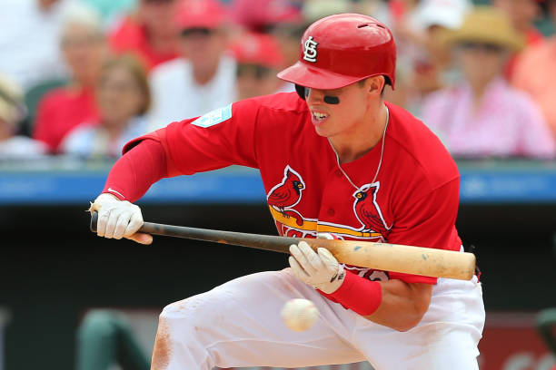 JUPITER, FL - MARCH 14: Drew Robinson #33 of the St. Louis Cardinals in action against the New York Mets during a spring training baseball game at Roger Dean Stadium on March 14, 2019 in Jupiter, Florida. The game ended in 1-1 tie after nine innings of play. (Photo by Rich Schultz/Getty Images)