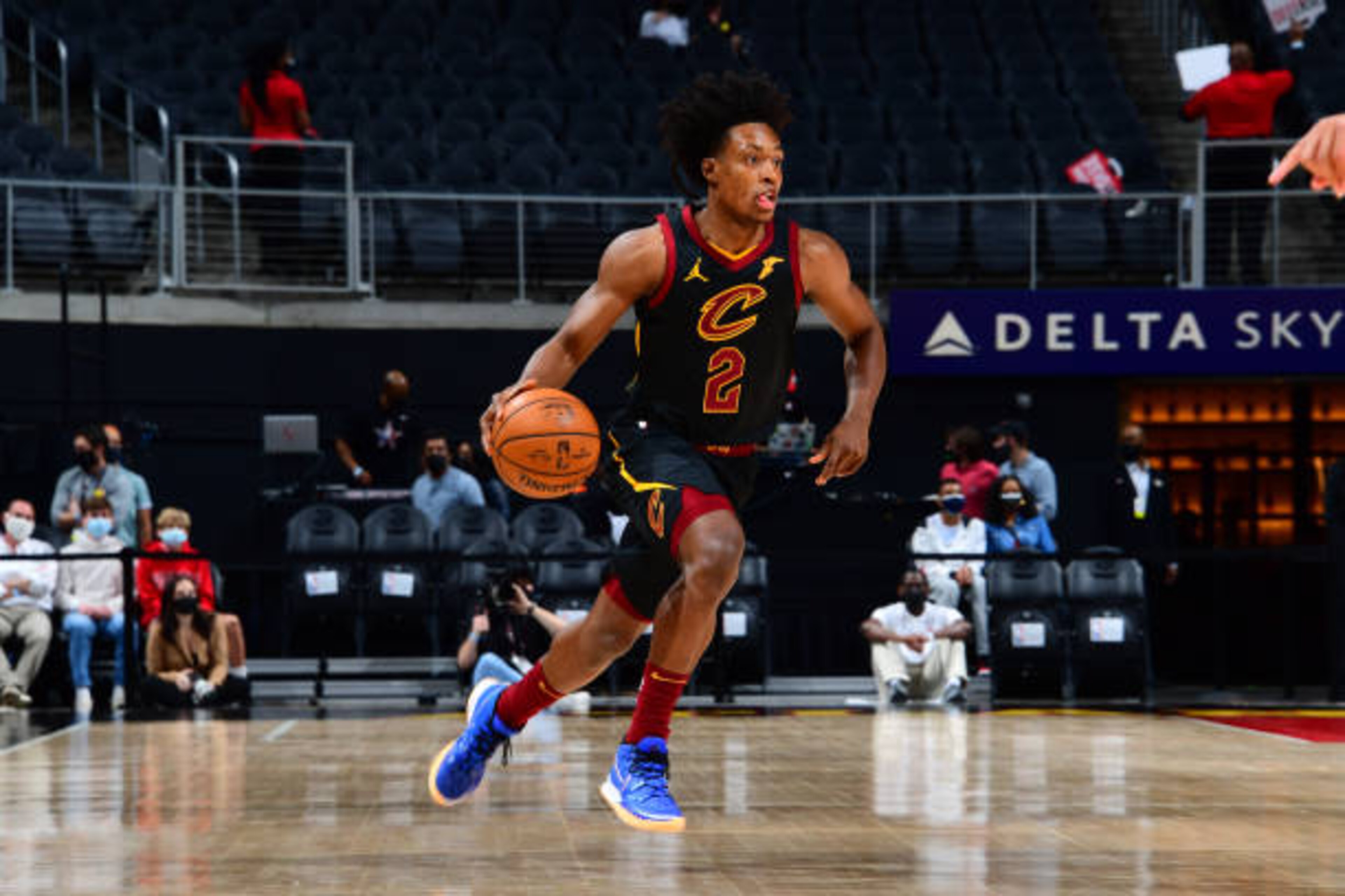 ATLANTA, GA - MARCH 14: Collin Sexton #2 of the Cleveland Cavaliers dribbles the ball during the game against the Atlanta Hawks on March 14, 2021 at State Farm Arena in Atlanta, Georgia. NOTE TO USER: User expressly acknowledges and agrees that, by downloading and/or using this Photograph, user is consenting to the terms and conditions of the Getty Images License Agreement. Mandatory Copyright Notice: Copyright 2021 NBAE (Photo by Scott Cunningham/NBAE via Getty Images) ATLANTA, GA - MARCH 14: Collin Sexton #2 of the Cleveland Cavaliers dribbles the ball during the game against the Atlanta Hawks on March 14, 2021 at State Farm Arena in Atlanta, Georgia. NOTE TO USER: User expressly acknowledges and agrees that, by downloading and/or using this Photograph, user is consenting to the terms and conditions of the Getty Images License Agreement. Mandatory Copyright Notice: Copyright 2021 NBAE (Photo by Scott Cunningham/NBAE via Getty Images)