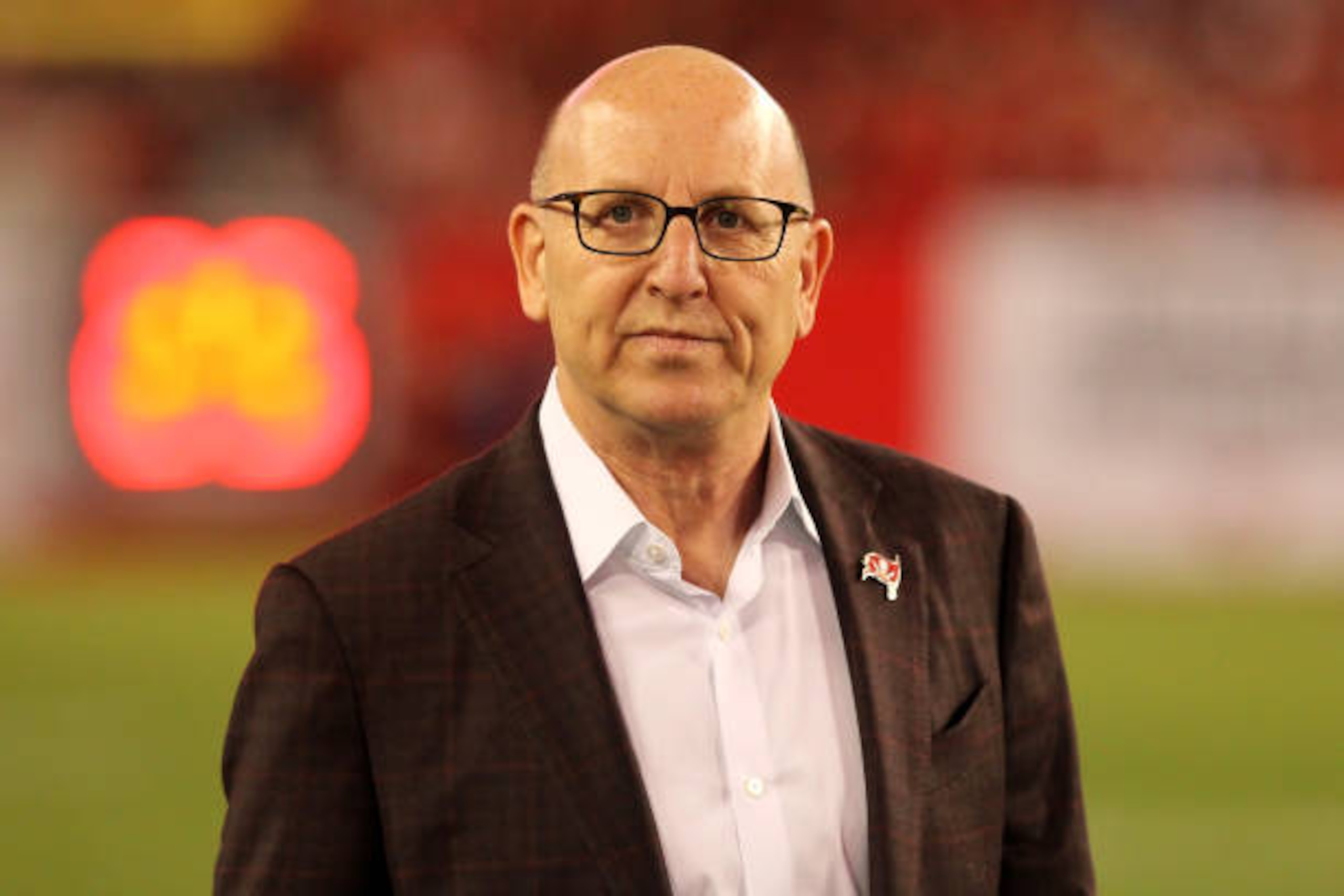 TAMPA, FL - DEC 18: Co-Chairman Joel Glazer walks off the field before the regular season game between the Atlanta Falcons and the Tampa Bay Buccaneers on December 18, 2017 at Raymond James Stadium in Tampa, Florida. (Photo by Cliff Welch/Icon Sportswire via Getty Images)
