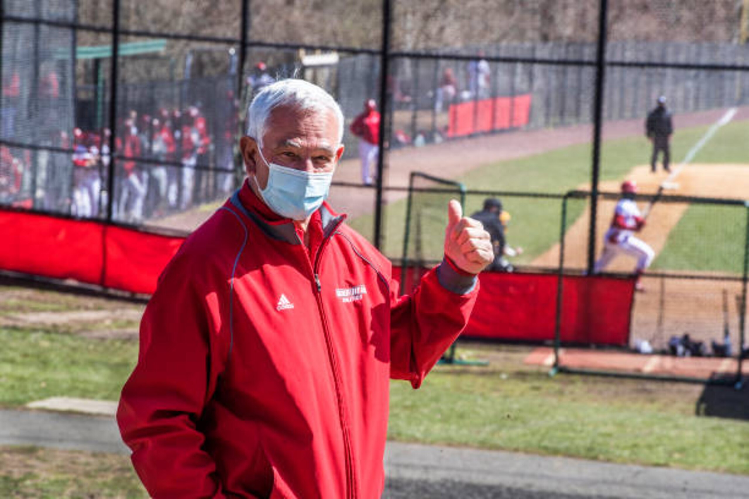 Bridgeport, CT - April 3: Bobby Valentine, Sacred Heart executive director of athletics at a Pioneers game played at Veterans Memorial Park in Bridgeport, CT on April 3, 2021. (Photo by Stan Grossfeld/The Boston Globe via Getty Images)
