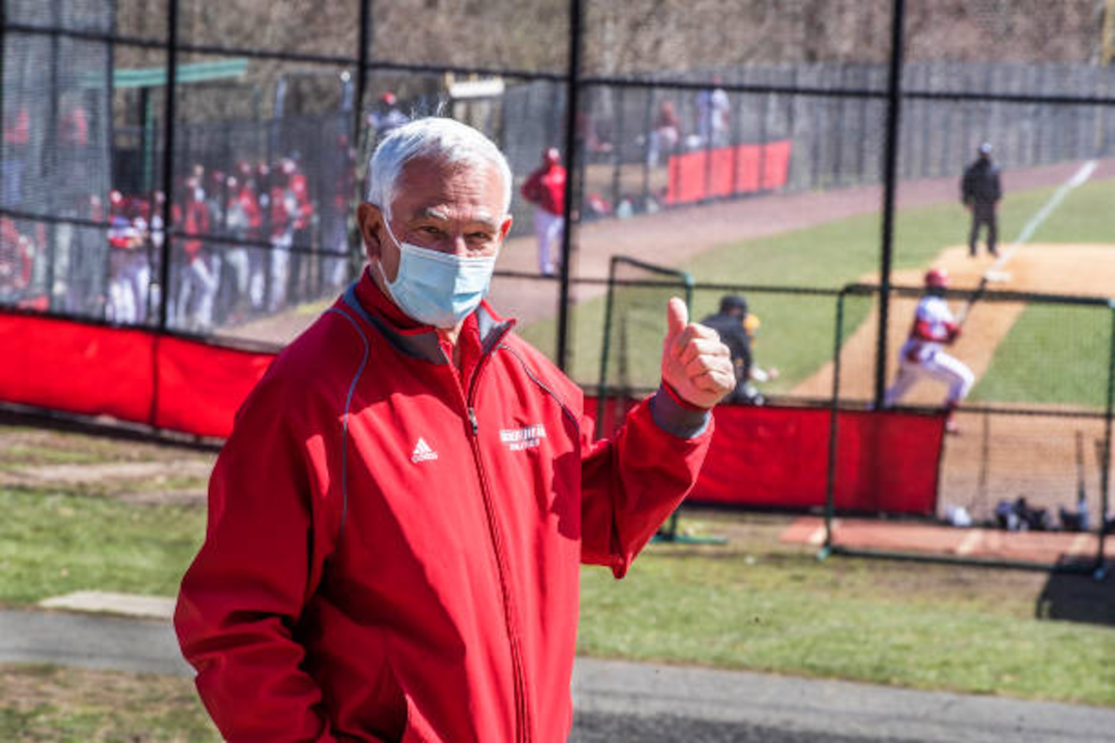Bridgeport, CT - April 3: Bobby Valentine, Sacred Heart executive director of athletics at a Pioneers game played at Veterans Memorial Park in Bridgeport, CT on April 3, 2021. (Photo by Stan Grossfeld/The Boston Globe via Getty Images)