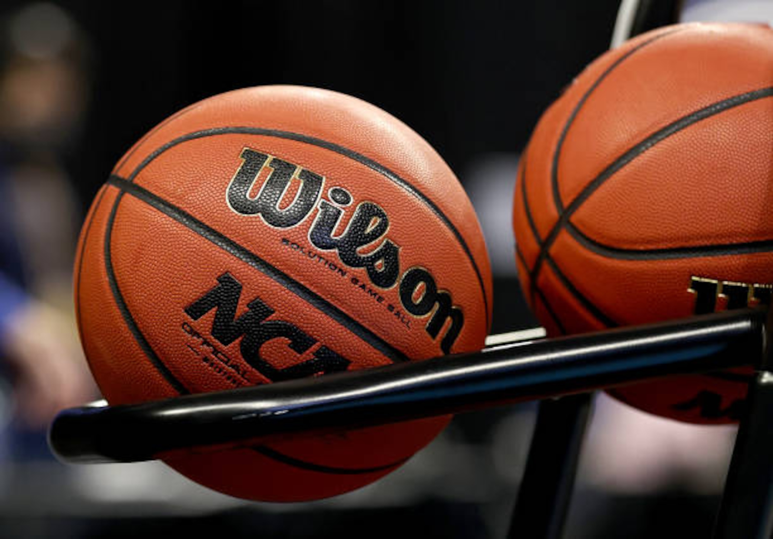 SAN ANTONIO, TEXAS - MARCH 28: Basketballs are seen on the rack as they await warm ups to begin during the Sweet Sixteen round of the NCAA Women's Basketball Tournament at the Alamodome on March 28, 2021 in San Antonio, Texas. (Photo by Elsa/Getty Images) SAN ANTONIO, TEXAS - MARCH 28: Basketballs are seen on the rack as they await warm ups to begin during the Sweet Sixteen round of the NCAA Women's Basketball Tournament at the Alamodome on March 28, 2021 in San Antonio, Texas. (Photo by Elsa/Getty Images)