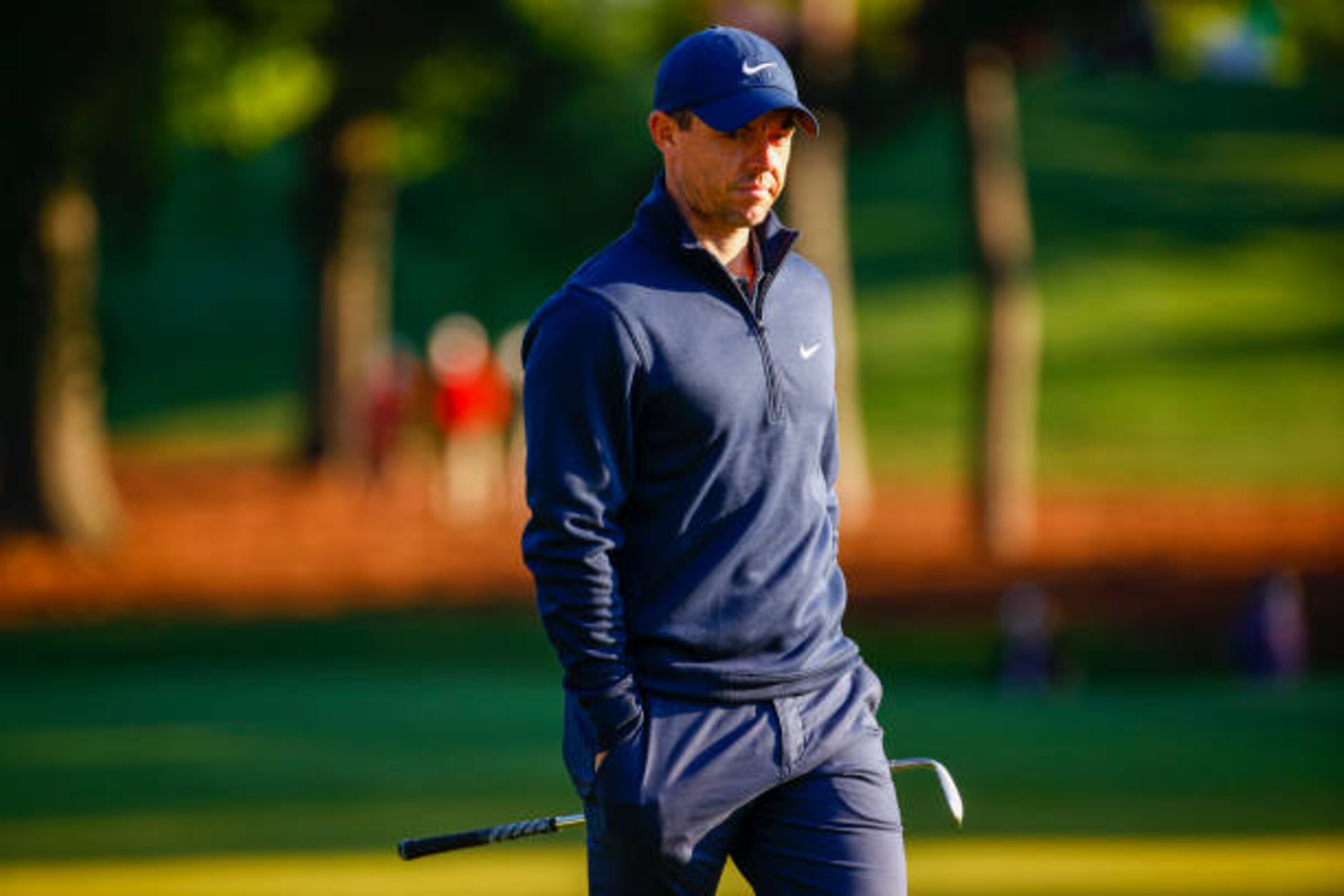 CHARLOTTE, NORTH CAROLINA - MAY 07: Rory McIlroy of Northern Ireland walks across the tenth green during the second round of the 2021 Wells Fargo Championship at Quail Hollow Club on May 07, 2021 in Charlotte, North Carolina. (Photo by Jared C. Tilton/Getty Images)