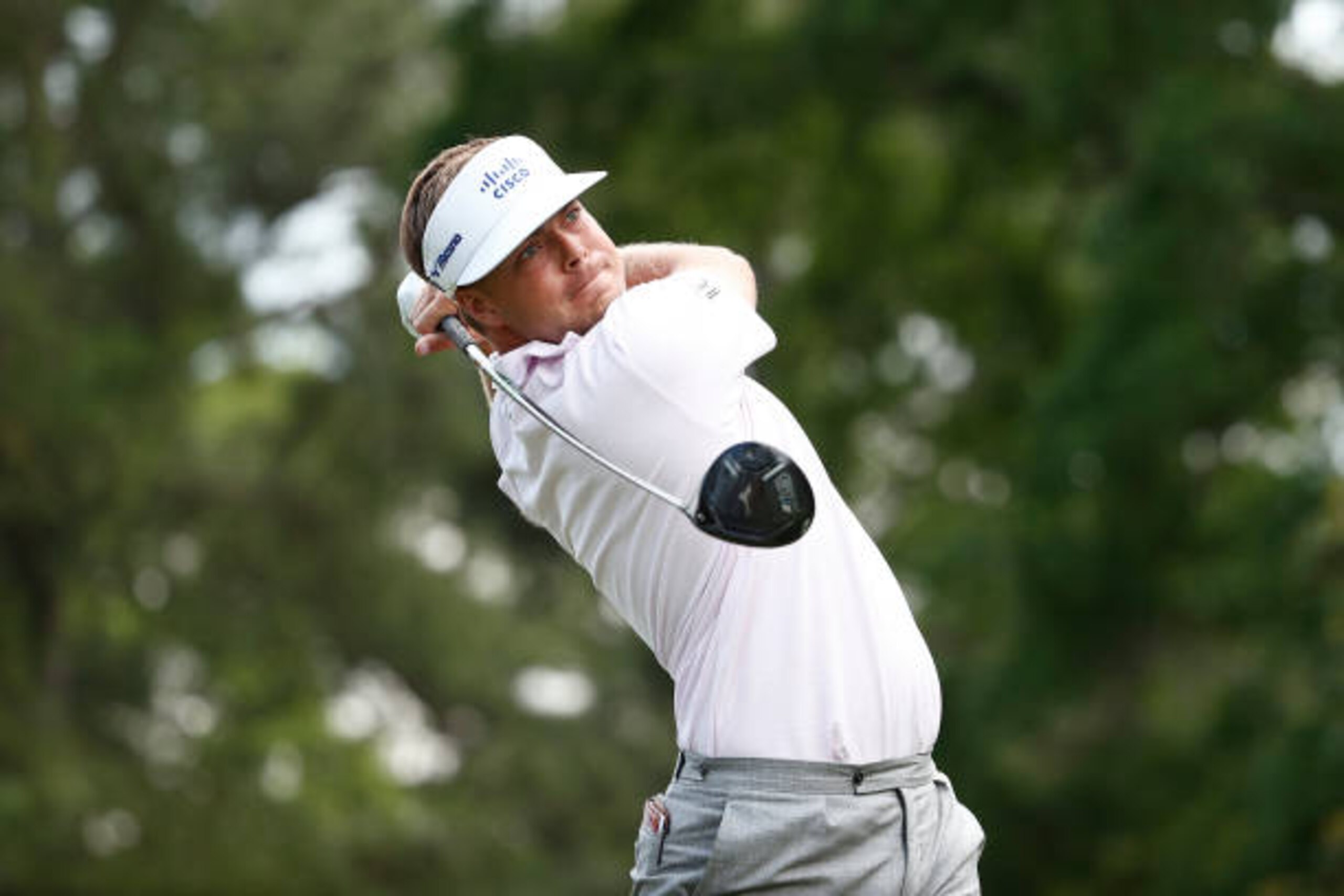 CHARLOTTE, NORTH CAROLINA - MAY 08: Keith Mitchell of the United States plays his shot from the third tee during the third round of the 2021 Wells Fargo Championship at Quail Hollow Club on May 08, 2021 in Charlotte, North Carolina. (Photo by Maddie Meyer/Getty Images)