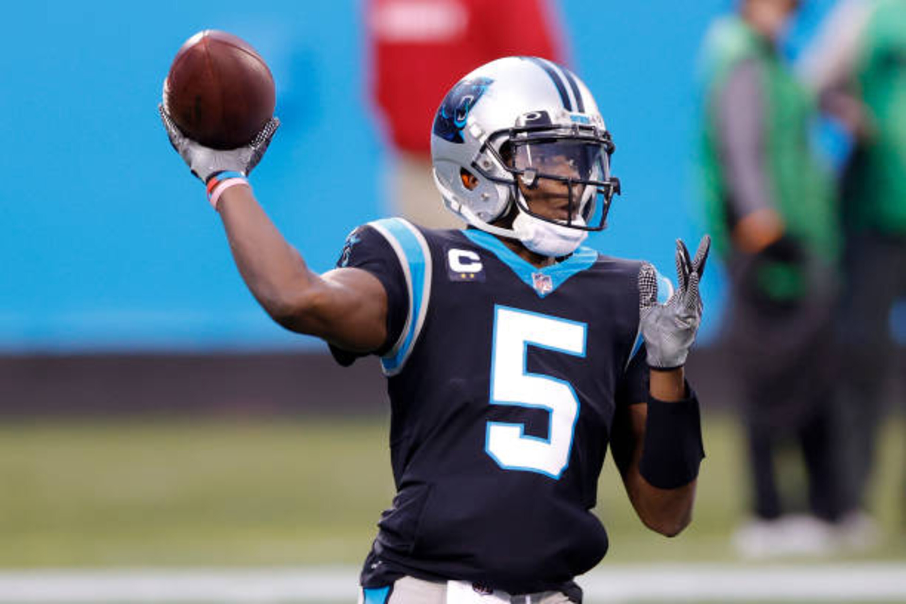 CHARLOTTE, NORTH CAROLINA - JANUARY 03: Quarterback Teddy Bridgewater #5 of the Carolina Panthers looks to pass during the first quarter of their game against the New Orleans Saints at Bank of America Stadium on January 03, 2021 in Charlotte, North Carolina. (Photo by Jared C. Tilton/Getty Images) CHARLOTTE, NORTH CAROLINA - JANUARY 03: Quarterback Teddy Bridgewater #5 of the Carolina Panthers looks to pass during the first quarter of their game against the New Orleans Saints at Bank of America Stadium on January 03, 2021 in Charlotte, North Carolina. (Photo by Jared C. Tilton/Getty Images)