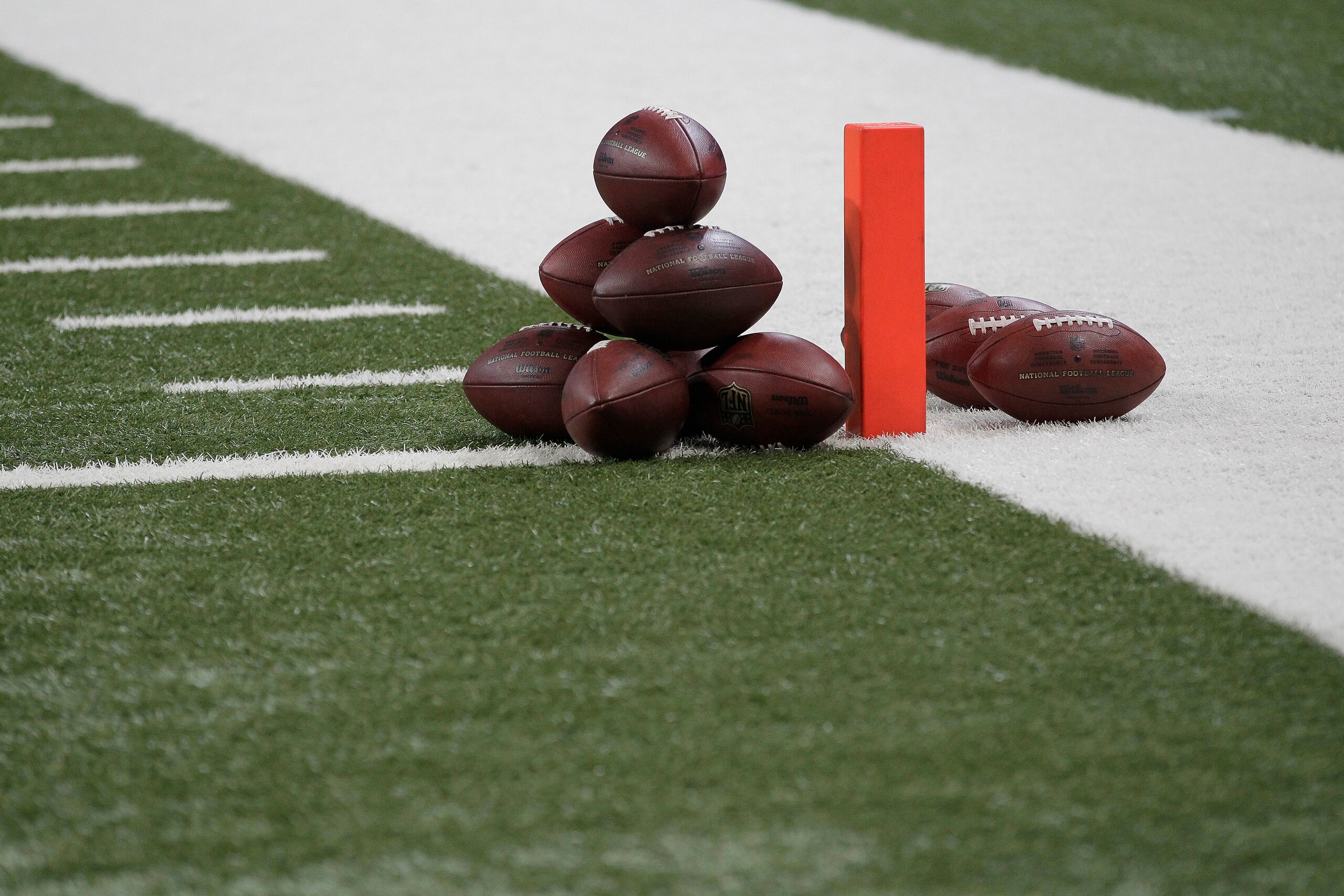 A stack of footballs are seen on the field before the start of an NFL football game between the St. Louis Rams and the Washington Redskins Sunday, Sept. 16, 2012, in St. Louis. (AP Photo/Seth Perlman) A stack of footballs are seen on the field before the start of an NFL football game between the St. Louis Rams and the Washington Redskins Sunday, Sept. 16, 2012, in St. Louis. (AP Photo/Seth Perlman)
