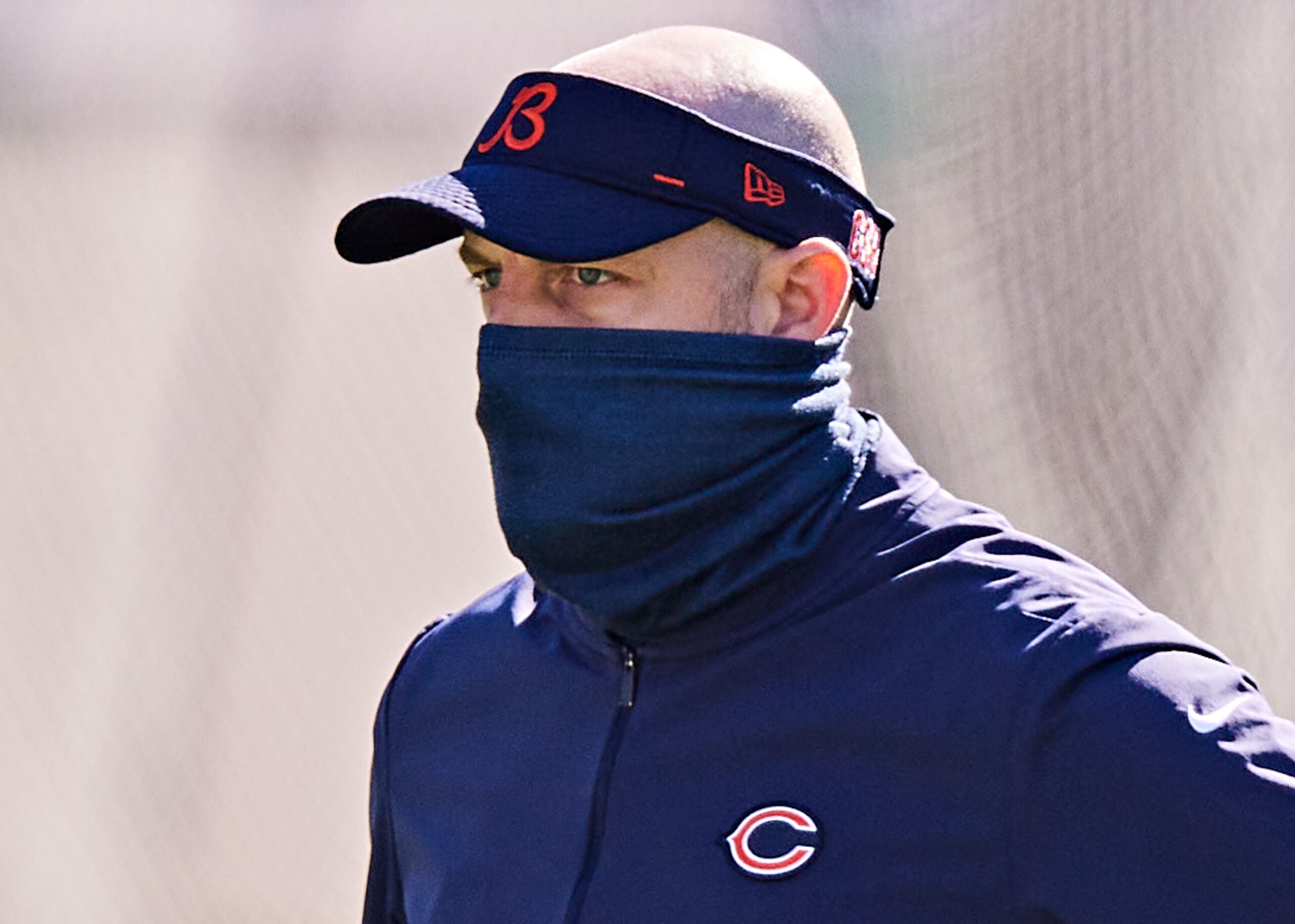 JACKSONVILLE, FLORIDA - DECEMBER 27: Head coach Matt Nagy of the Chicago Bears looks on before the start of a game against the Jacksonville Jaguars at TIAA Bank Field on December 27, 2020 in Jacksonville, Florida. (Photo by James Gilbert/Getty Images)