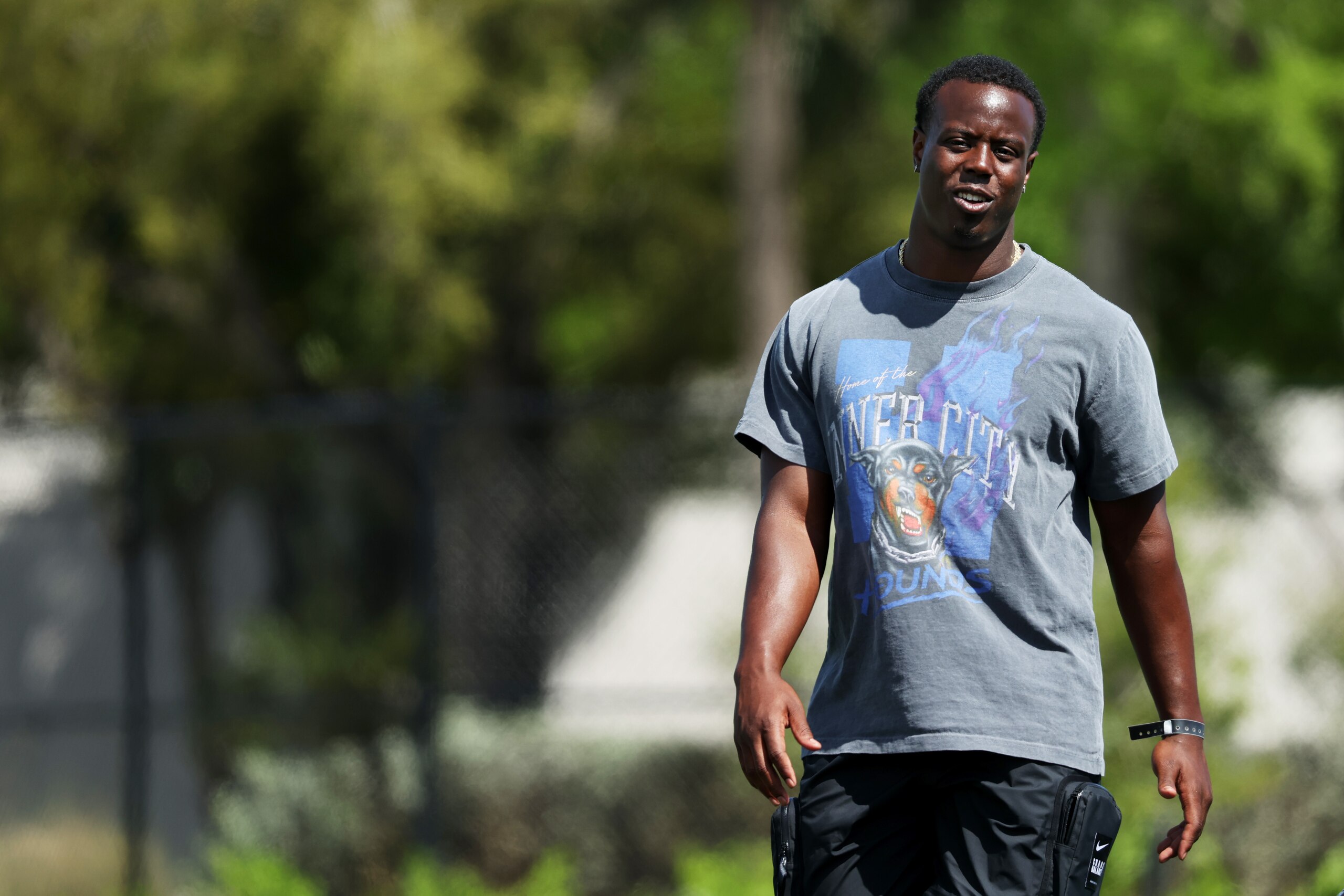 FORT LAUDERDALE, FLORIDA - MARCH 05: Running back Travis Etienne Jr. attends the House of Athlete Scouting Combine at the Inter Miami CF Stadium practice facility on March 05, 2021 in Fort Lauderdale, Florida. (Photo by Cliff Hawkins/Getty Images)