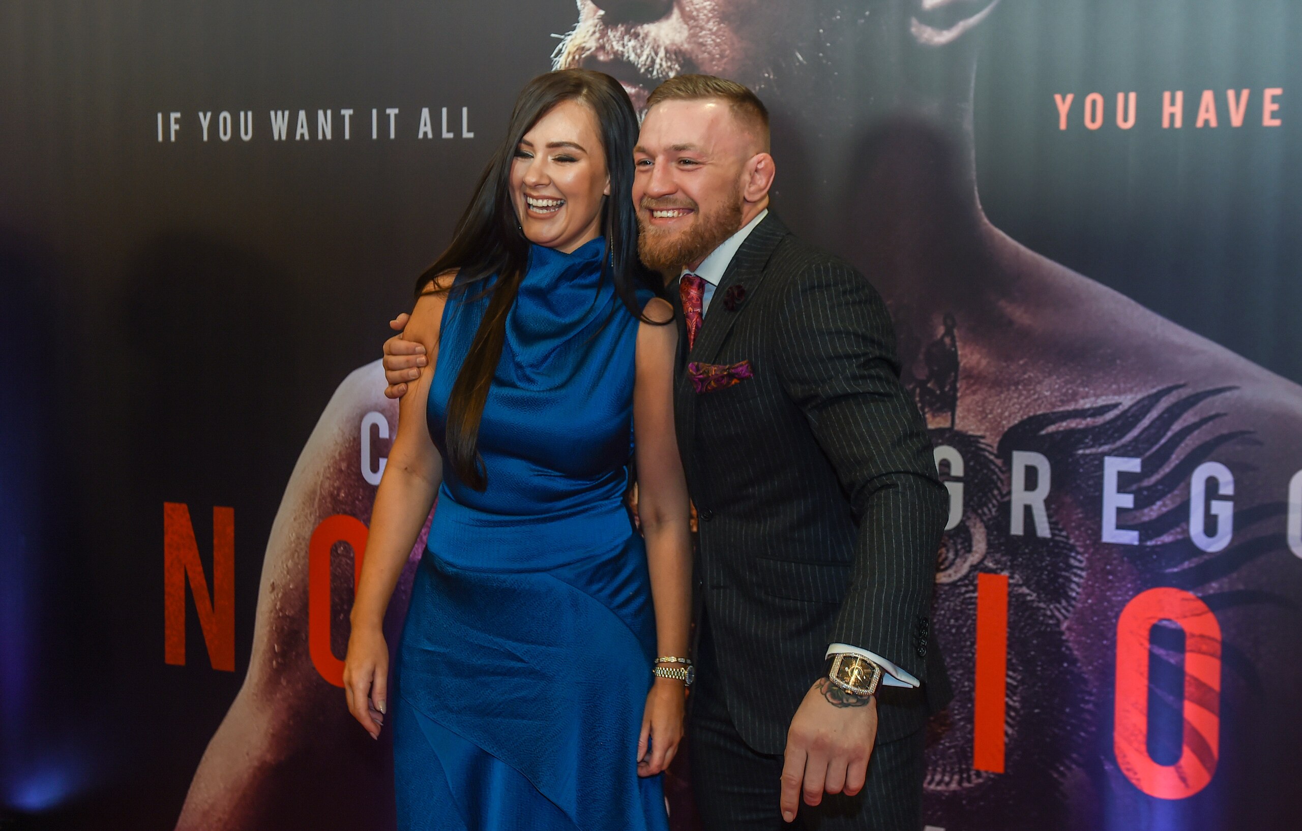 Dublin , Ireland - 1 November 2017; Conor McGregor arrives with his partner Dee Devlin at the Conor McGregor Notorious film premiere at the Savoy Cinema in Dublin. (Photo By David Fitzgerald/Sportsfile via Getty Images)