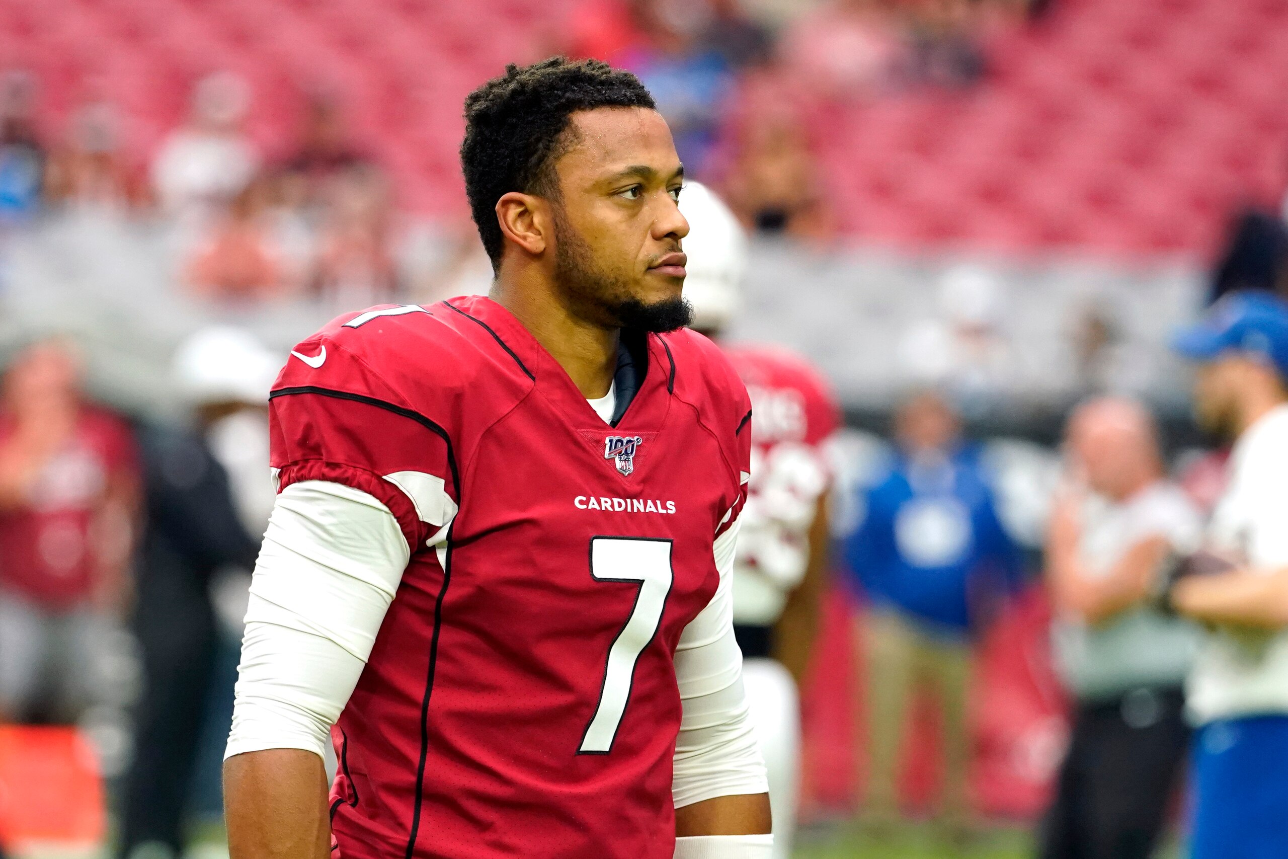 Arizona Cardinals quarterback Brett Hundley (7)during the first half of an NFL football game against the Detroit Lions, Sunday, Sept. 8, 2019, in Glendale, Ariz. (AP Photo/Rick Scuteri)