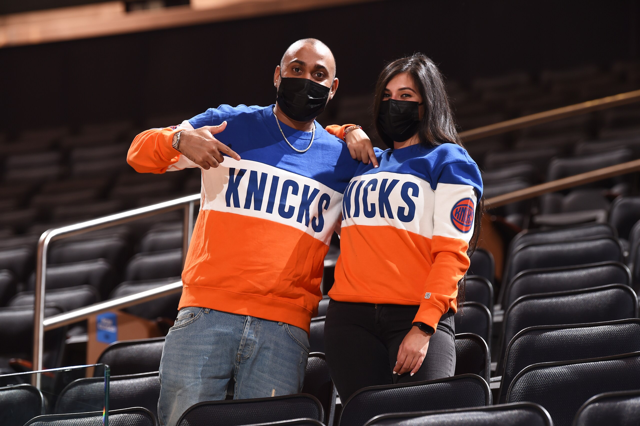 NEW YORK, NY - FEBRUARY 27: New York Knicks fans during game against the Indiana Pacers on February 27, 2021 at Madison Square Garden in New York City, New York.  NOTE TO USER: User expressly acknowledges and agrees that, by downloading and or using this photograph, User is consenting to the terms and conditions of the Getty Images License Agreement. Mandatory Copyright Notice: Copyright 2021 NBAE  (Photo by David Dow/NBAE via Getty Images)