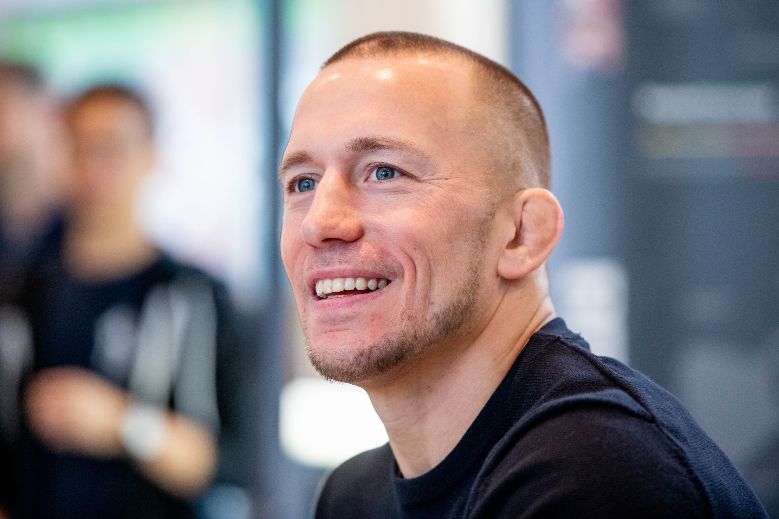 NEW YORK, NEW YORK - DECEMBER 13: UFC Champion Georges St-Pierre visits the B8ta store in Battery Park to promote the Tim Tam Professional Recovery Massager on December 13, 2018 in New York City. (Photo by Roy Rochlin/Getty Images)