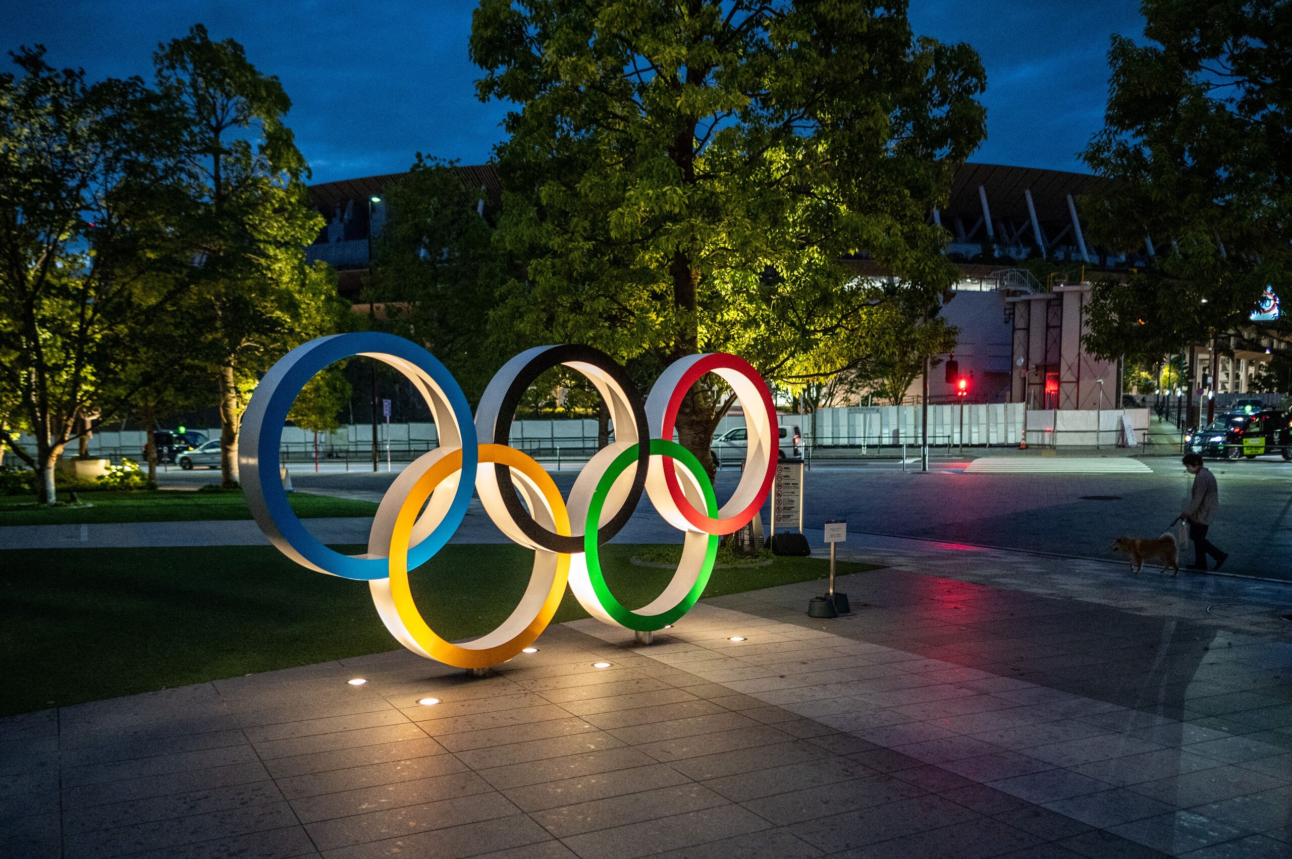 The Olympic rings are seen lit outside the Japan Olympic Museum in Tokyo on May 17, 2021. (Photo by Philip FONG / AFP) (Photo by PHILIP FONG/AFP via Getty Images) The Olympic rings are seen lit outside the Japan Olympic Museum in Tokyo on May 17, 2021. (Photo by Philip FONG / AFP) (Photo by PHILIP FONG/AFP via Getty Images)