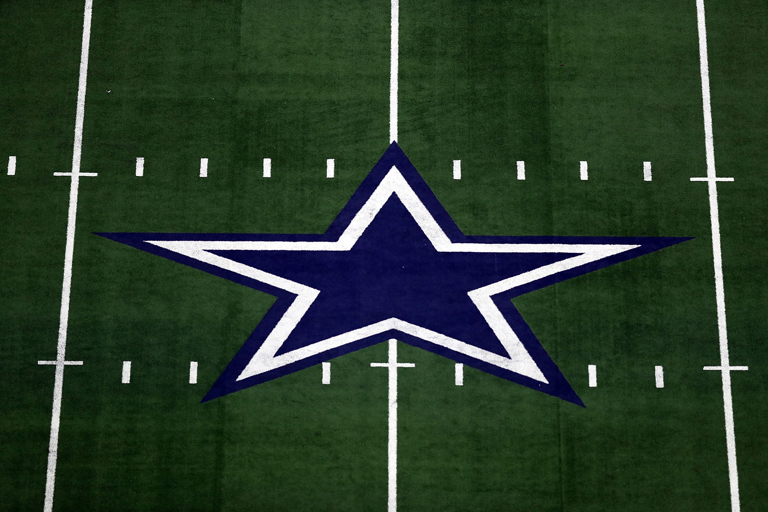 ARLINGTON, TX - SEPTEMBER 30:  The Dallas Cowboys logo at AT&T Stadium on September 30, 2018 in Arlington, Texas.  (Photo by Ronald Martinez/Getty Images)