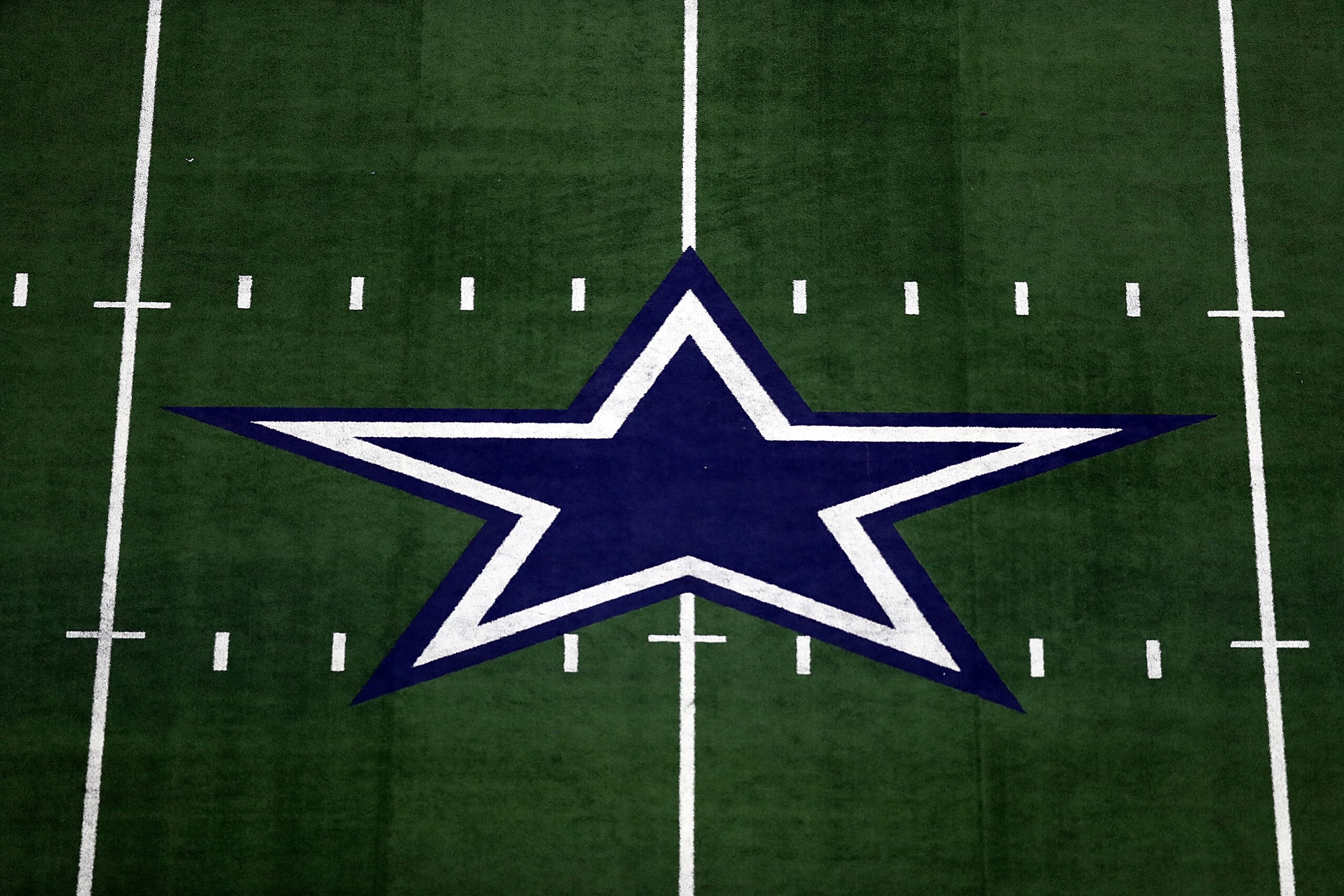 ARLINGTON, TX - SEPTEMBER 30:  The Dallas Cowboys logo at AT&T Stadium on September 30, 2018 in Arlington, Texas.  (Photo by Ronald Martinez/Getty Images)