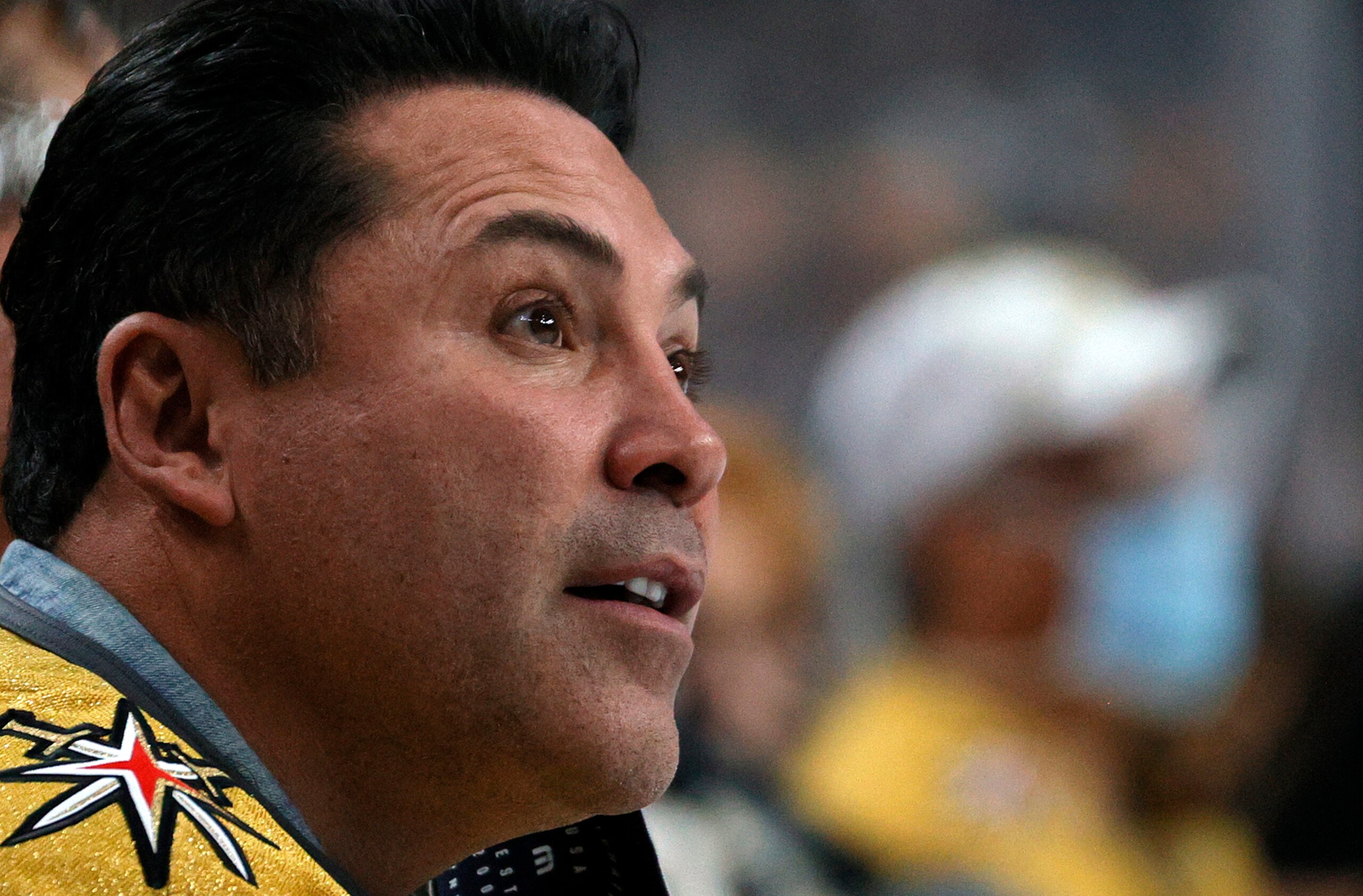 LAS VEGAS, NEVADA - MAY 18: Golden Boy Promotions Chairman and CEO Oscar De La Hoya attends Game Two of the First Round of the 2021 Stanley Cup Playoffs between the Minnesota Wild and the Vegas Golden Knights at T-Mobile Arena on May 18, 2021 in Las Vegas, Nevada. The Golden Knights defeated the Wild 3-1. (Photo by Ethan Miller/Getty Images) LAS VEGAS, NEVADA - MAY 18: Golden Boy Promotions Chairman and CEO Oscar De La Hoya attends Game Two of the First Round of the 2021 Stanley Cup Playoffs between the Minnesota Wild and the Vegas Golden Knights at T-Mobile Arena on May 18, 2021 in Las Vegas, Nevada. The Golden Knights defeated the Wild 3-1. (Photo by Ethan Miller/Getty Images)