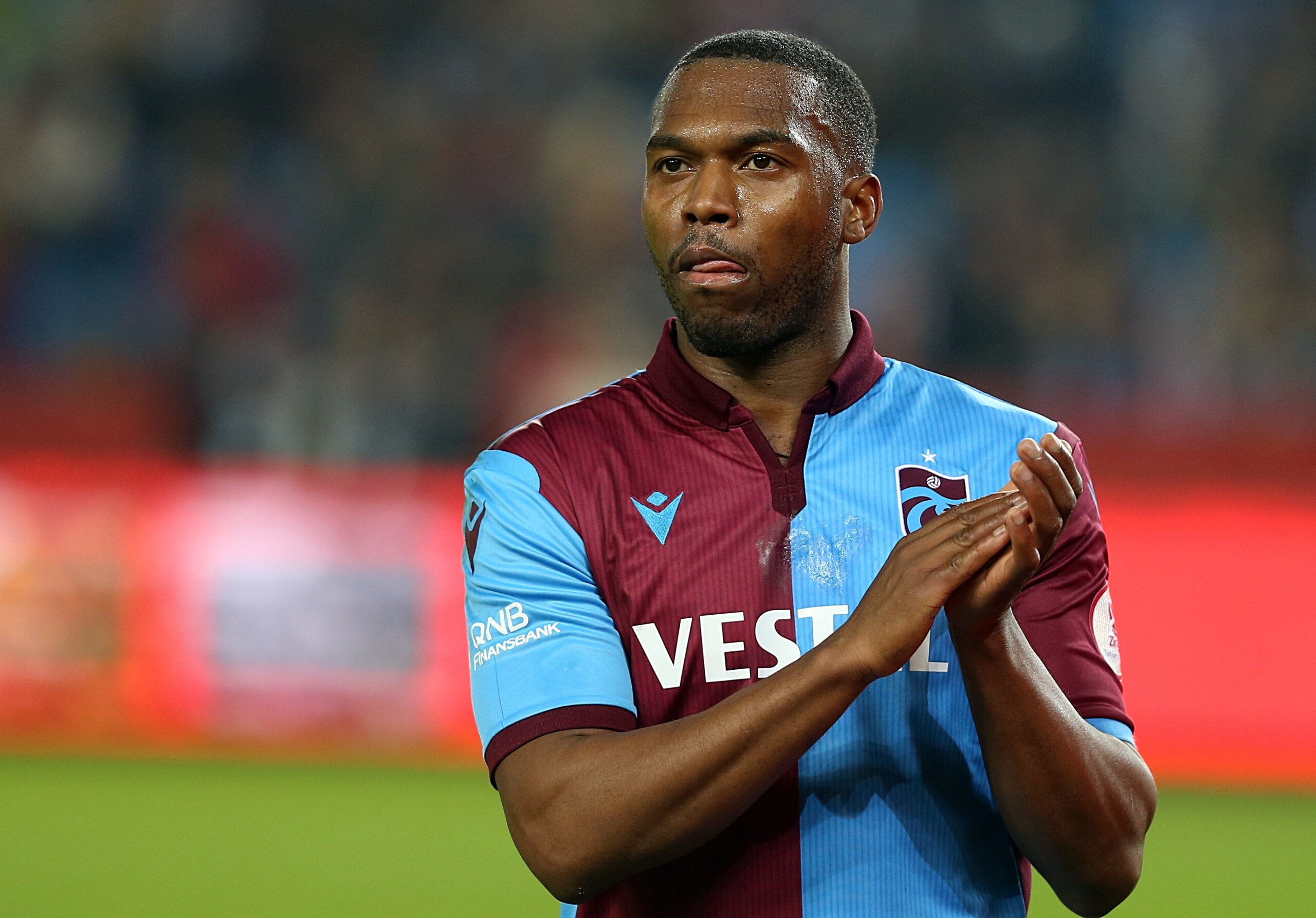 TRABZON, TURKEY - FEBRUARY 04: Daniel Sturridge of Trabzonspor greets fans during the Ziraat Turkish Cup soccer match between Trabzonspor and Buyuksehir Belediye Erzurumspor in Trabzon, Turkey on February 04, 2020. (Photo by Hakan Burak Altunoz/Anadolu Agency via Getty Images)