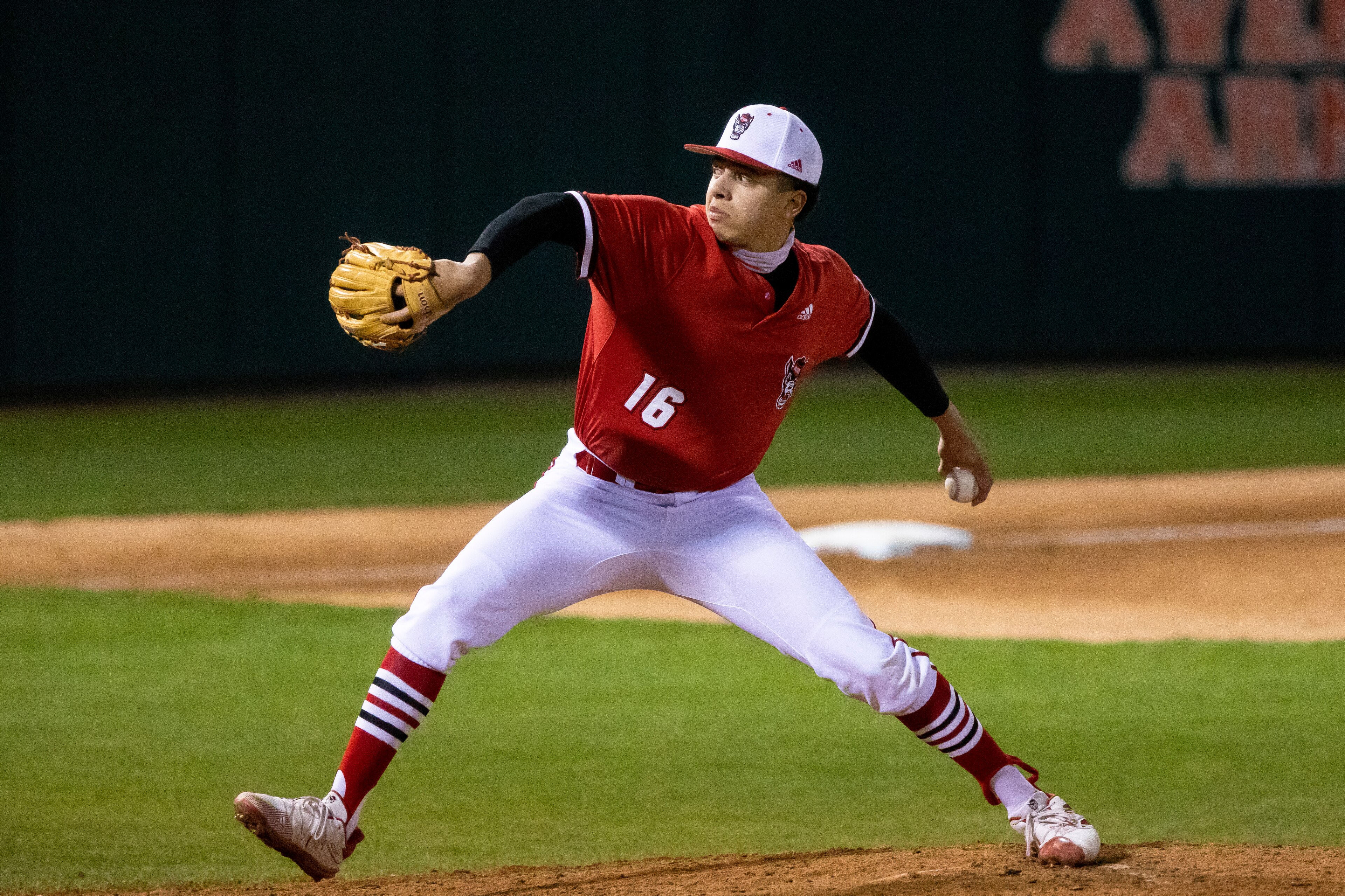 North Carolina State's Chris Villaman (16) pitches during an NCAA baseball game on Friday, March 19, 2021, in Raleigh, N.C. (AP Photo/Ben McKeown) North Carolina State's Chris Villaman (16) pitches during an NCAA baseball game on Friday, March 19, 2021, in Raleigh, N.C. (AP Photo/Ben McKeown)